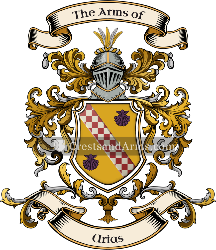 The Urias coat of arms, drawn from the recorded blazon