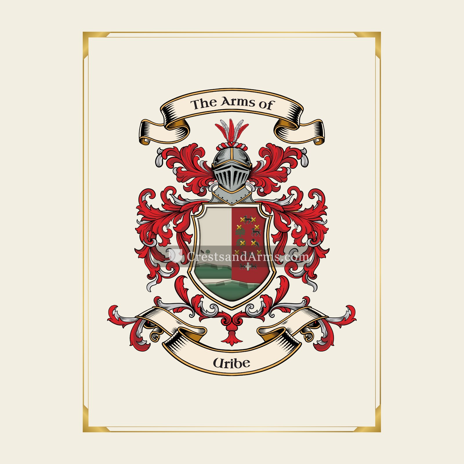 With gold border