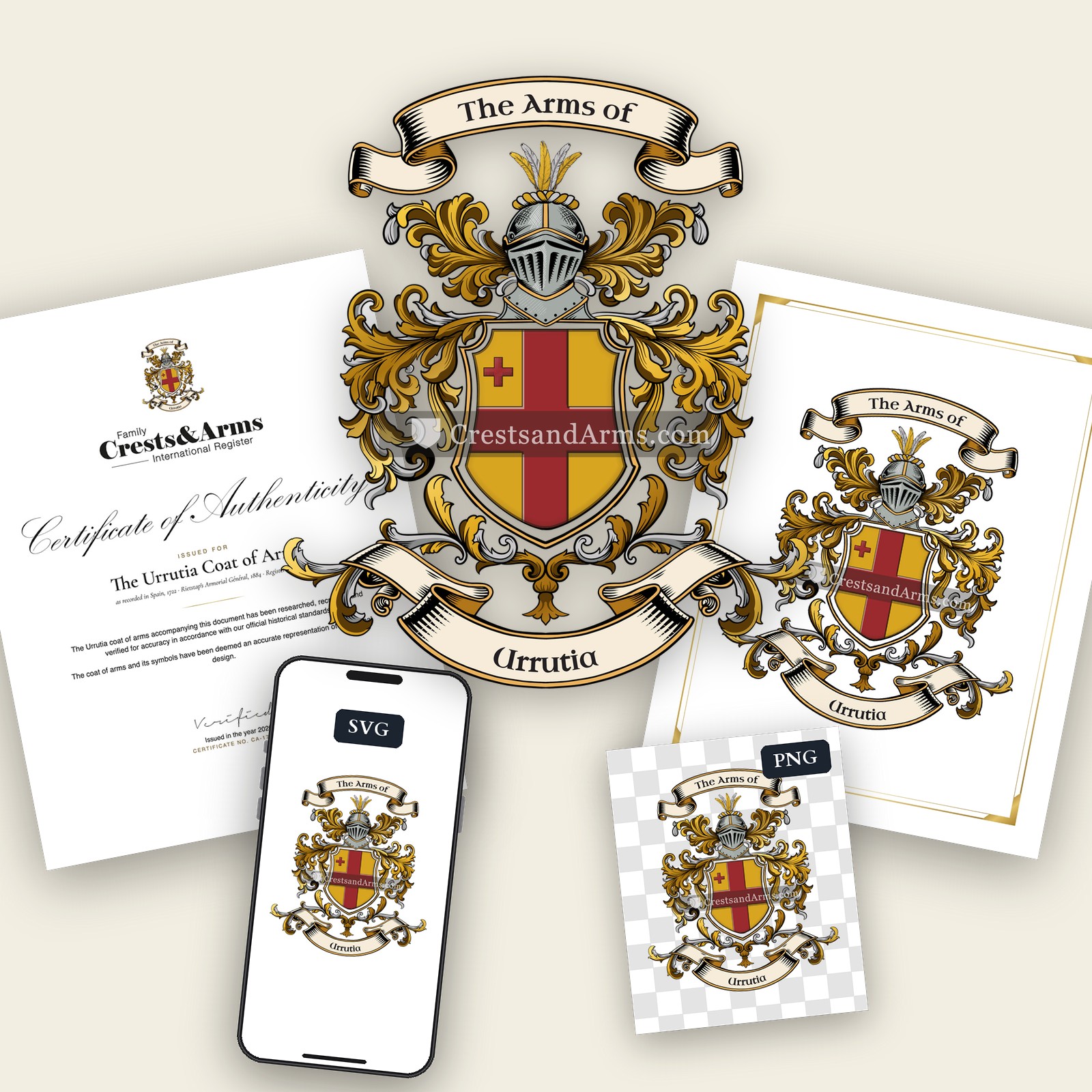 The Urrutia arms on the coat of arms — digital pack
