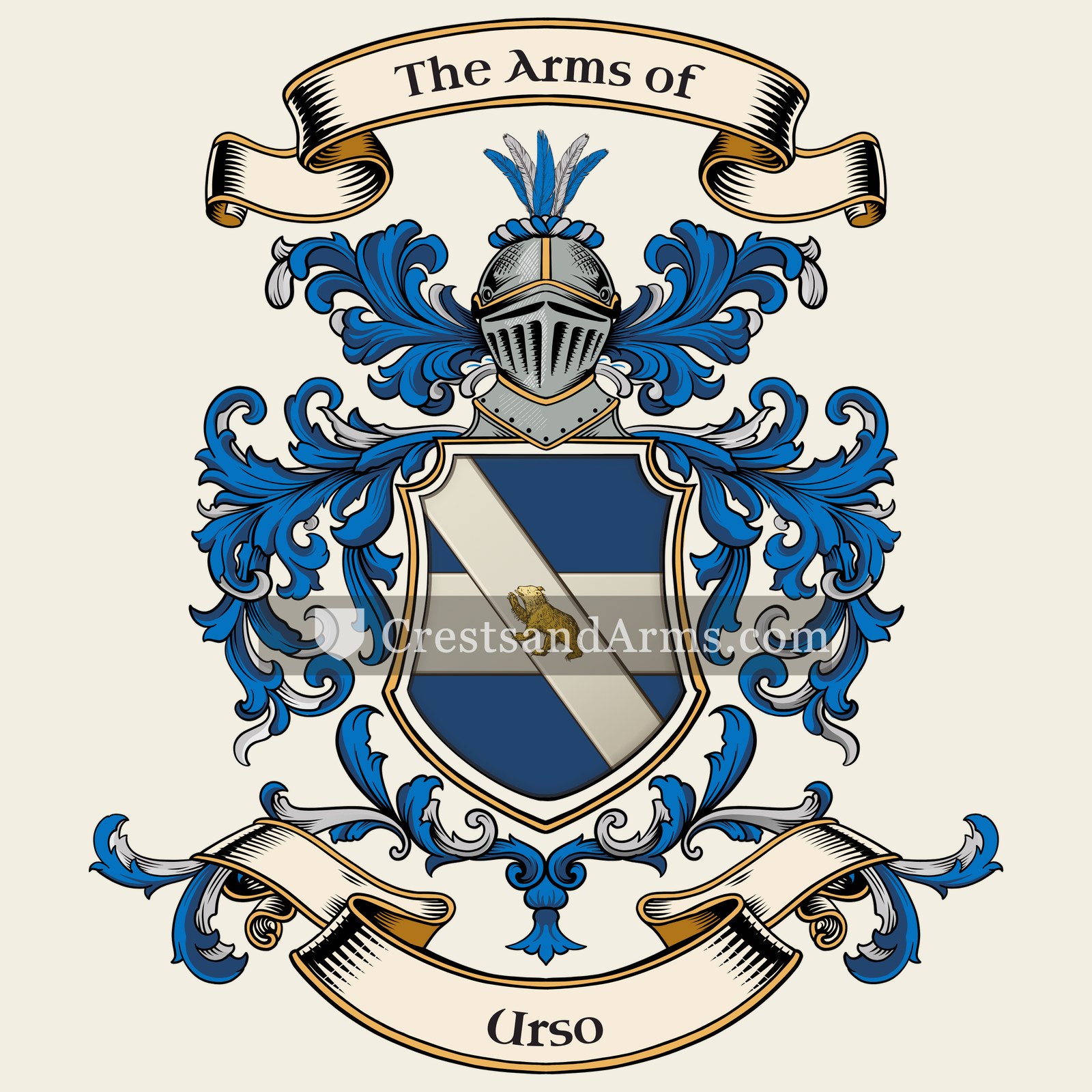 The Urso coat of arms, drawn from the recorded blazon