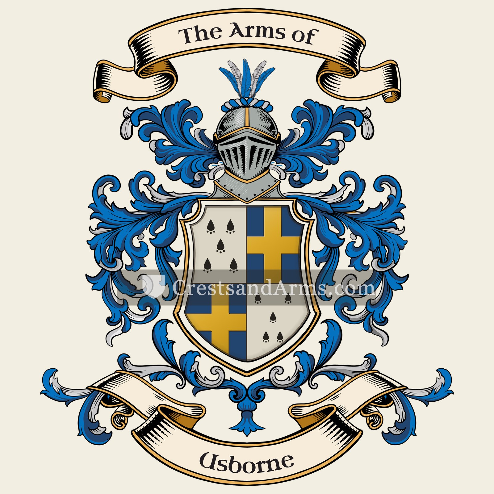 The Usborne coat of arms, drawn from the recorded blazon