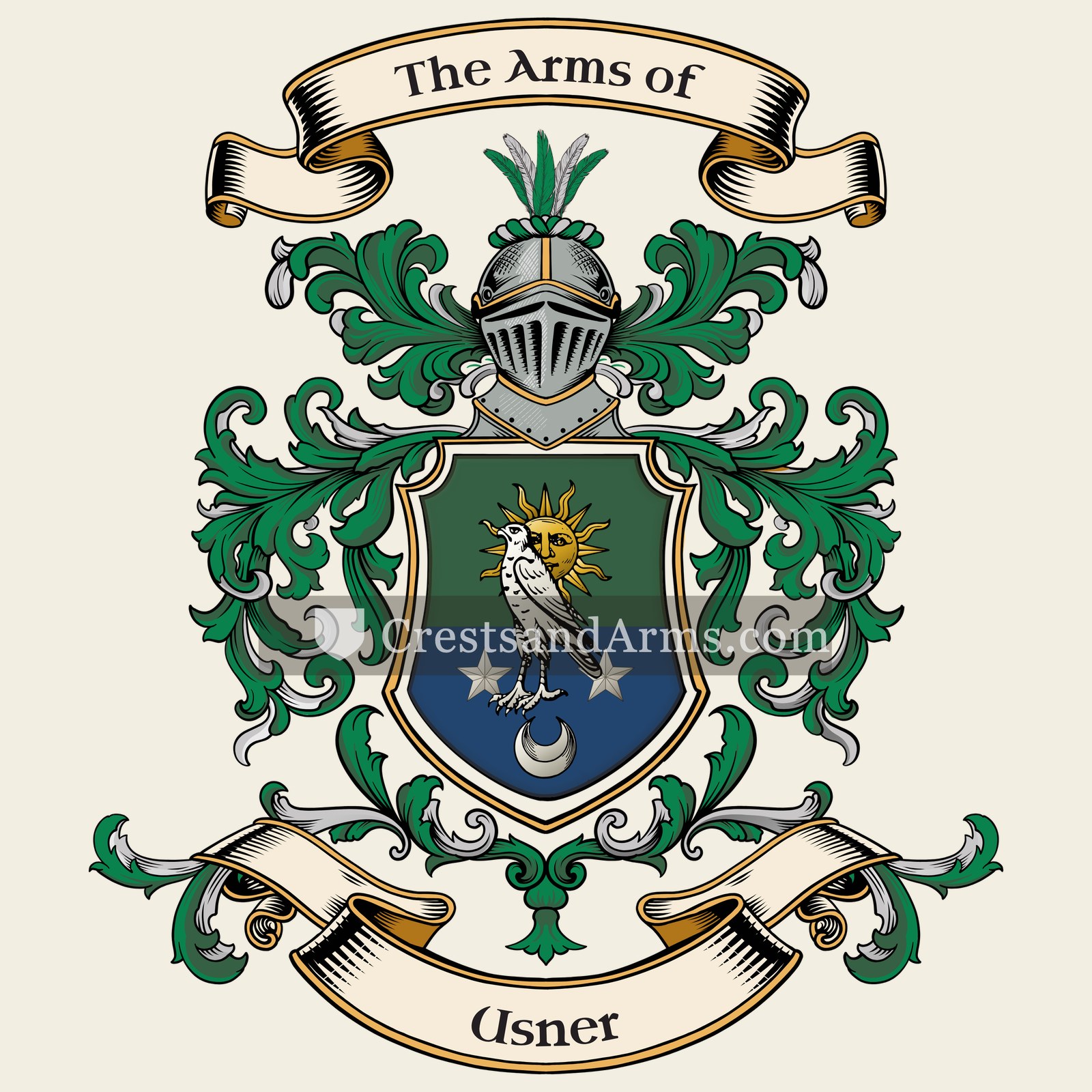 The Usner coat of arms, drawn from the recorded blazon