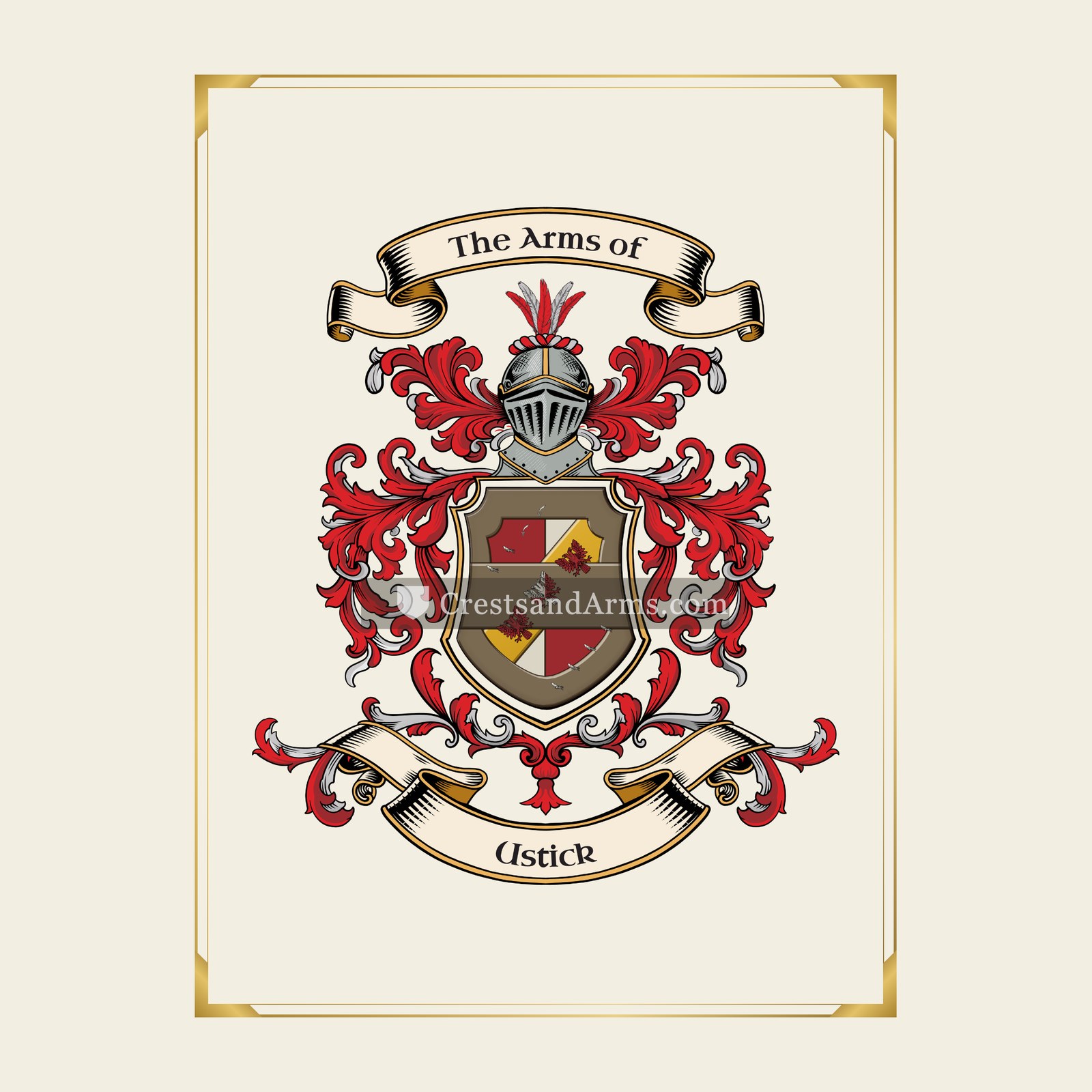With gold border