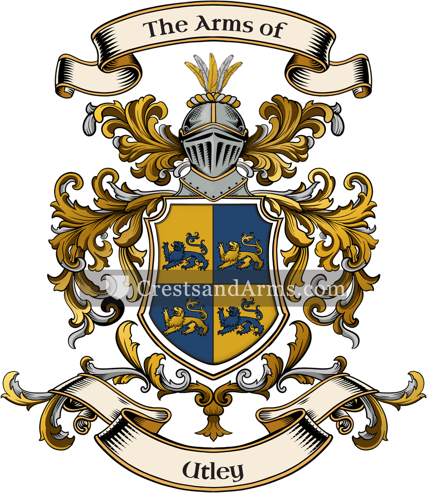 The Utley coat of arms, drawn from the recorded blazon