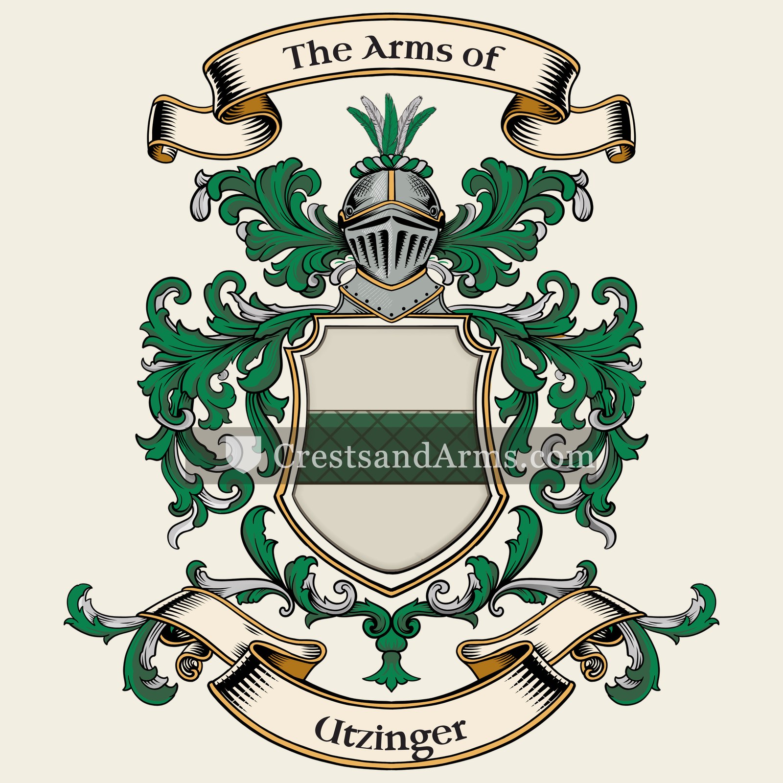 The Utzinger coat of arms, drawn from the recorded blazon