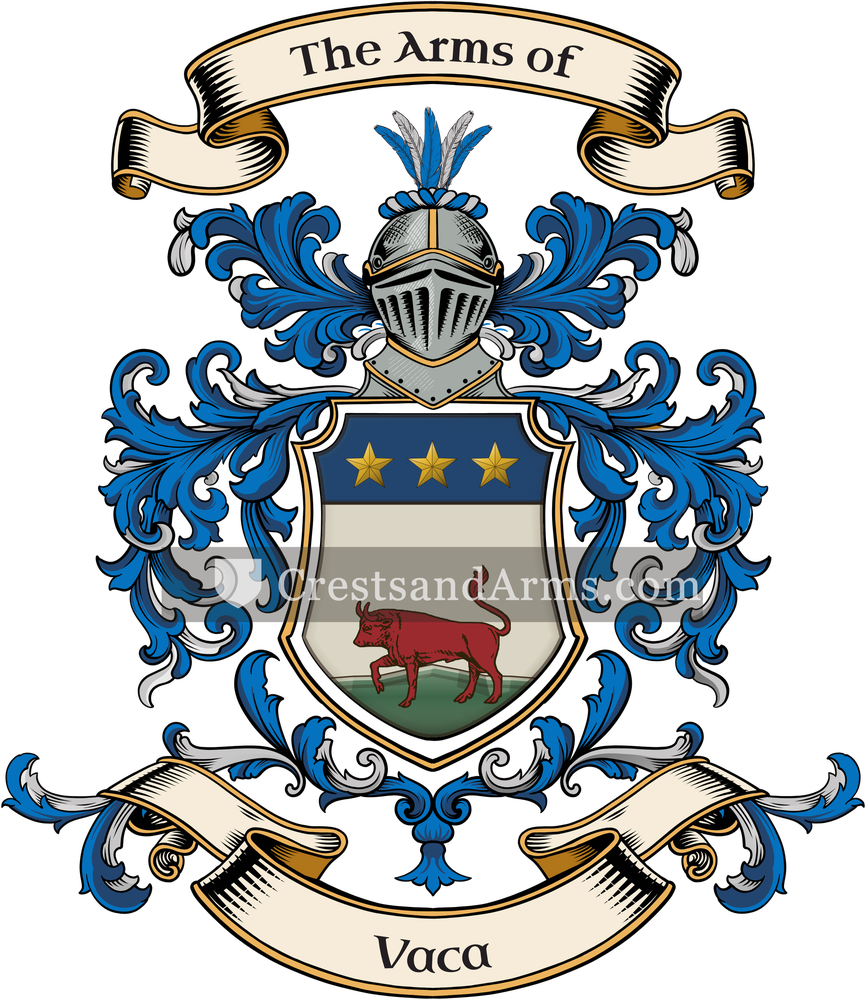 The Vaca coat of arms, drawn from the recorded blazon