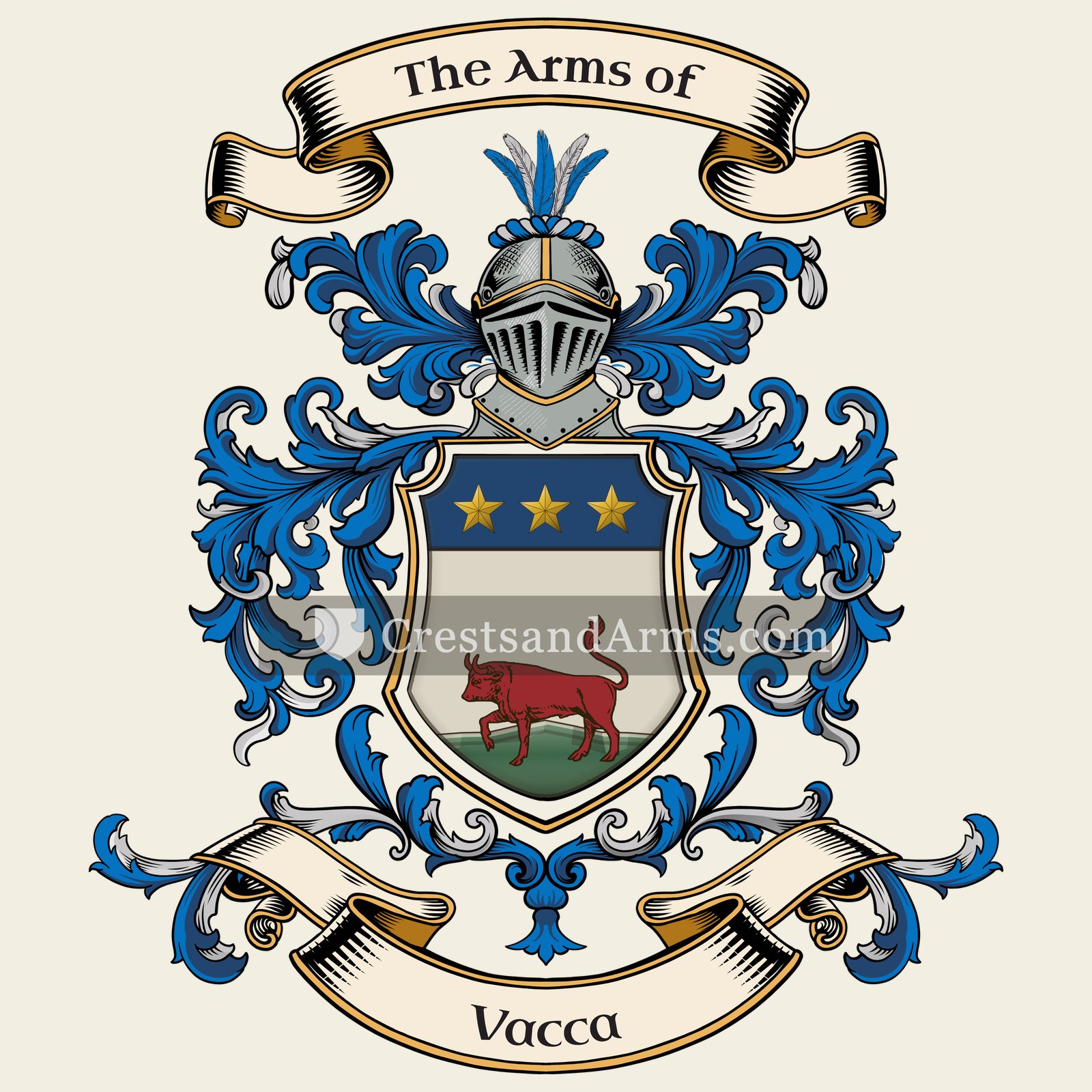 The Vacca coat of arms, drawn from the recorded blazon
