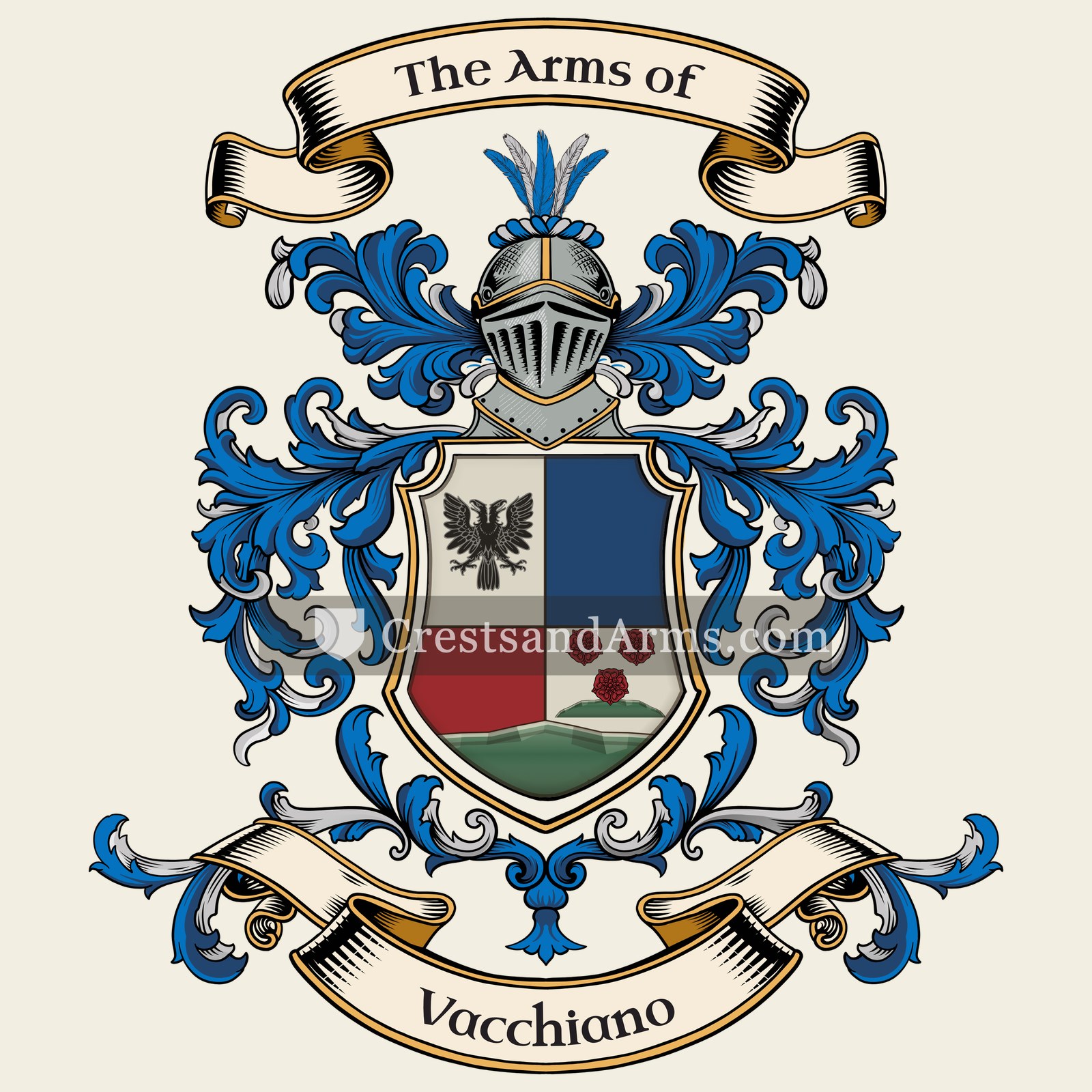 The Vacchiano coat of arms, drawn from the recorded blazon