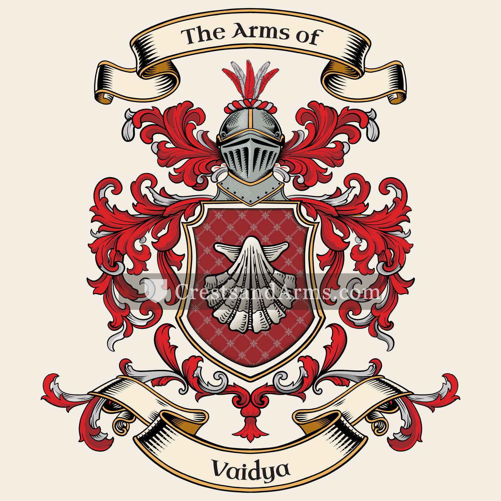 The Vaidya coat of arms, drawn from the recorded blazon