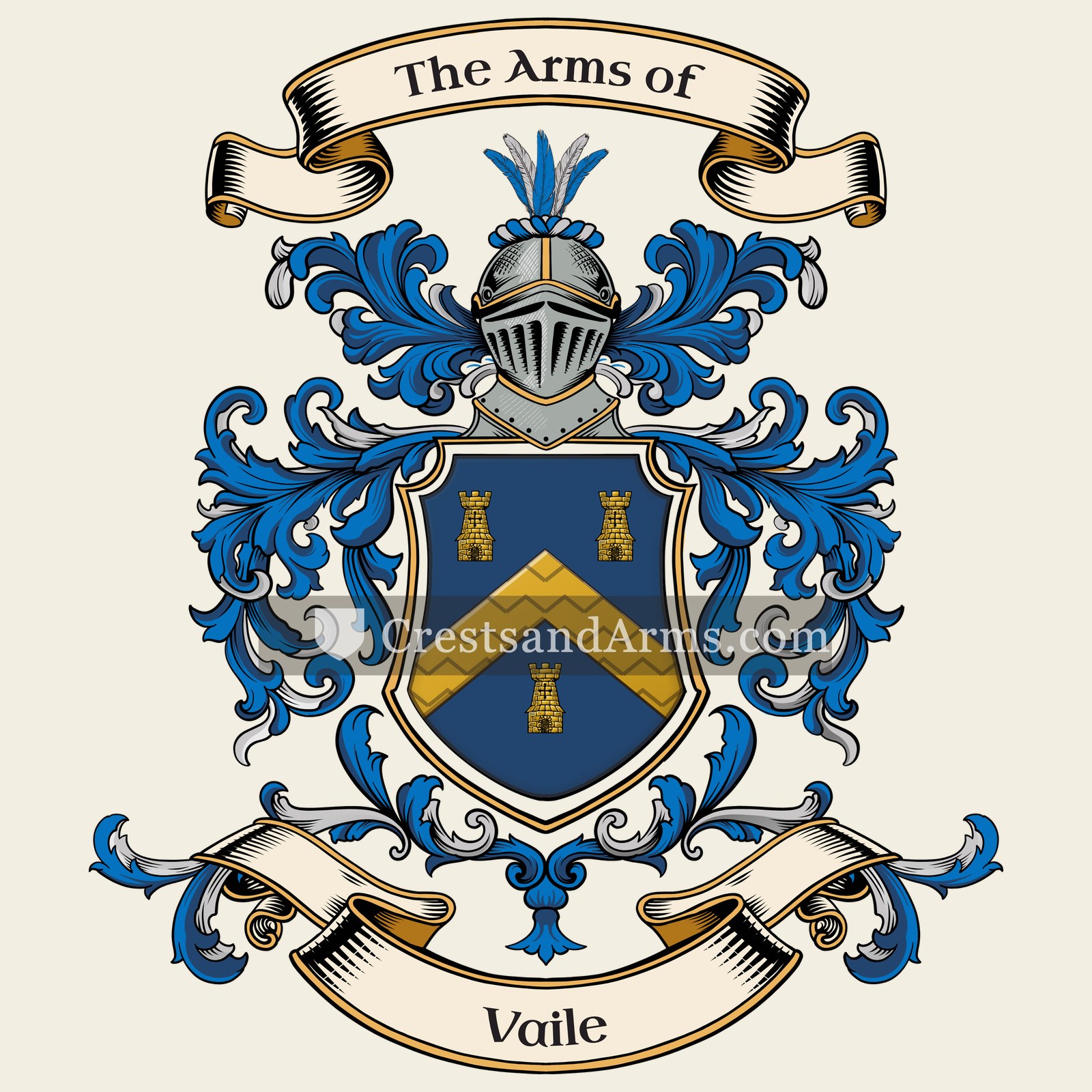 The Vaile coat of arms, drawn from the recorded blazon