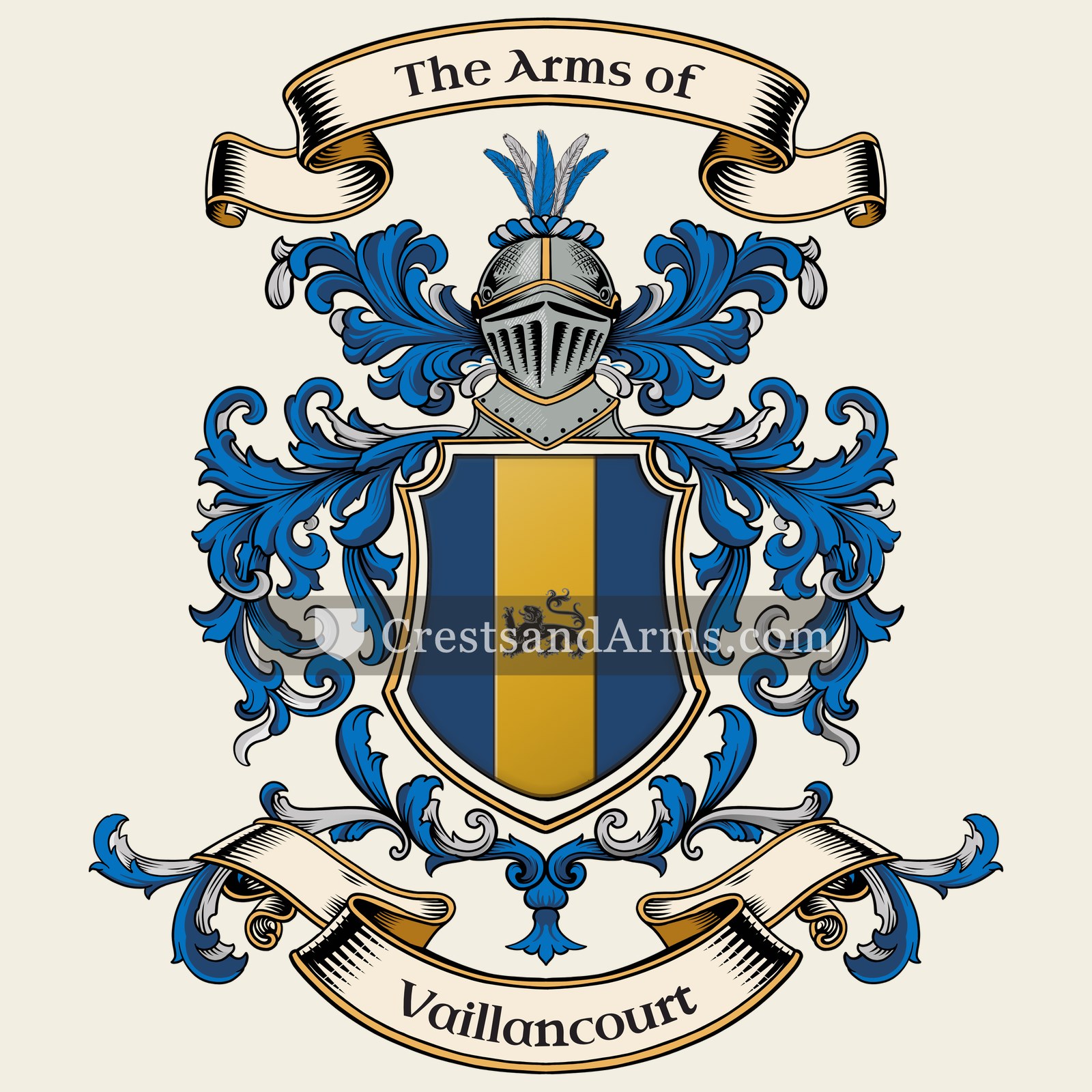 The Vaillancourt coat of arms, drawn from the recorded blazon