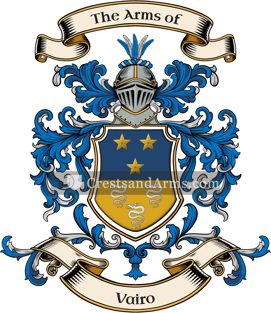 The Vairo coat of arms, drawn from the recorded blazon