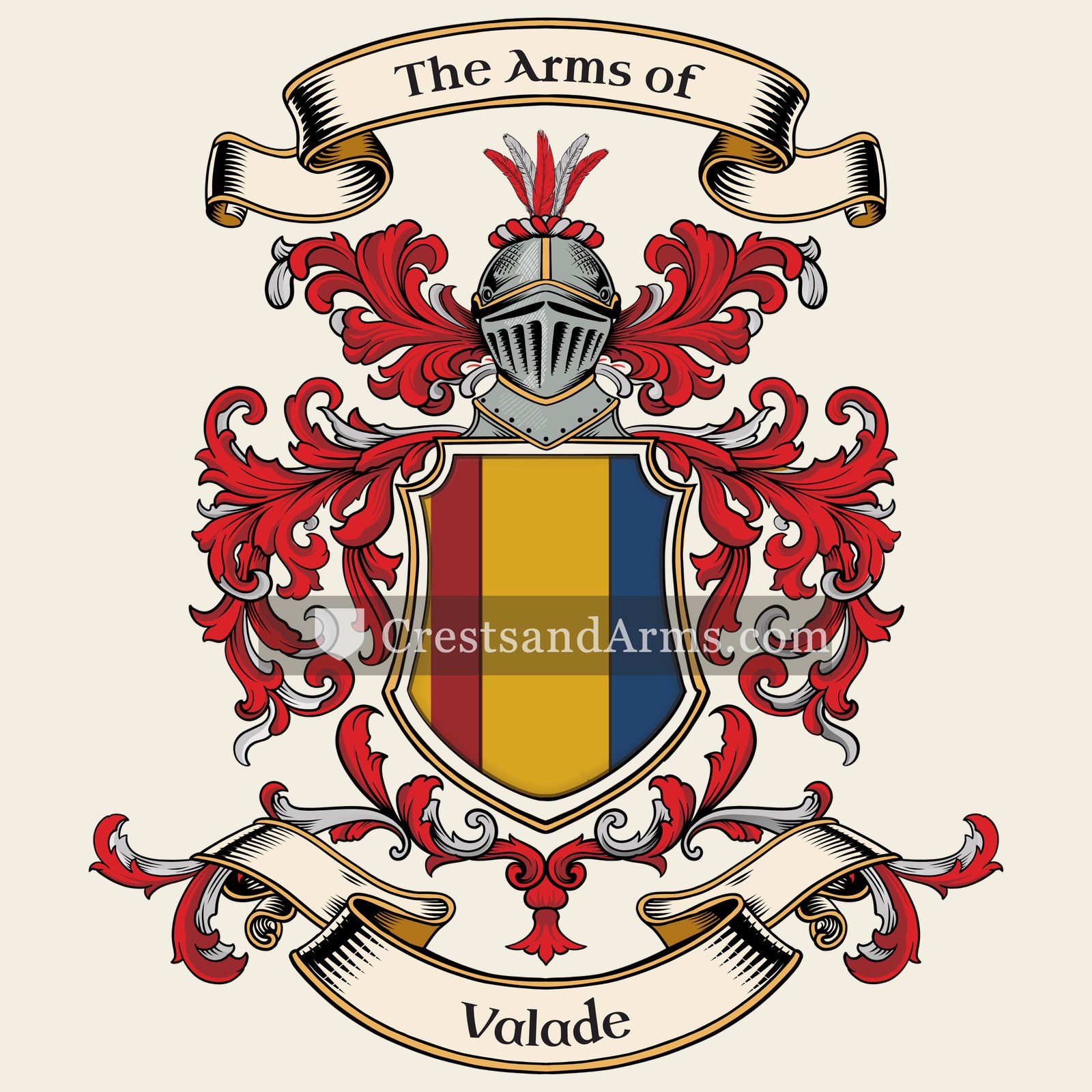 The Valade coat of arms, drawn from the recorded blazon