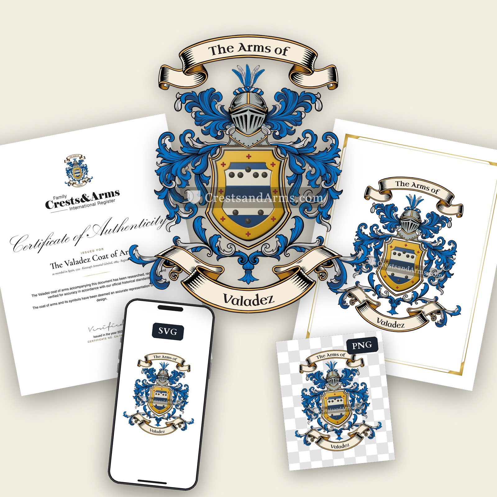 The Valadez arms on the coat of arms — digital pack