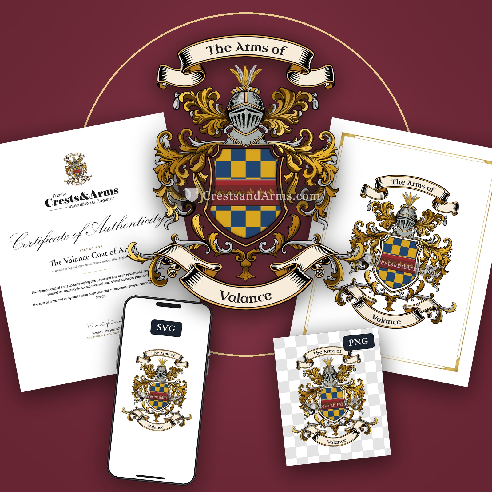 The Valance arms on the coat of arms — digital pack