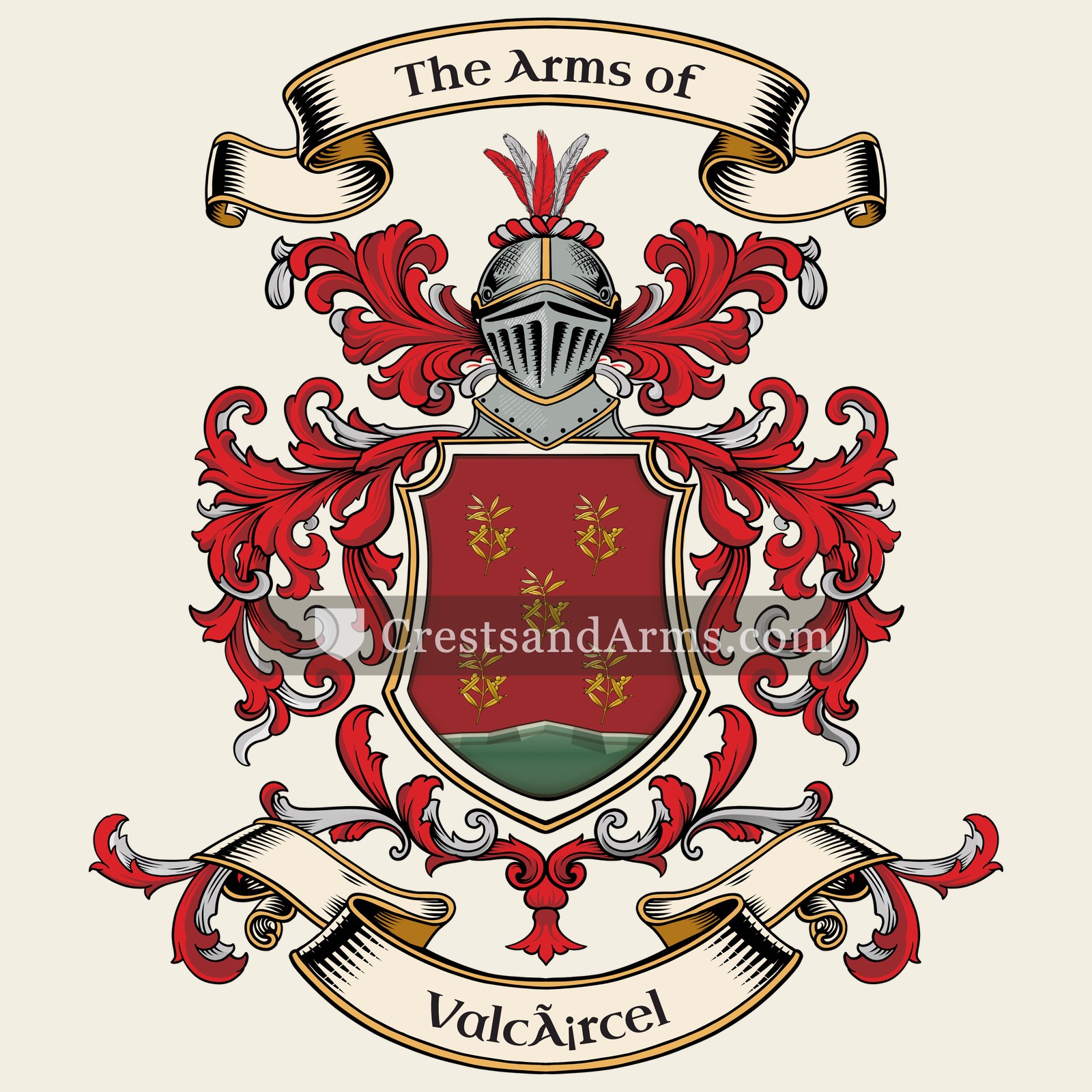 The Valcárcel coat of arms, drawn from the recorded blazon