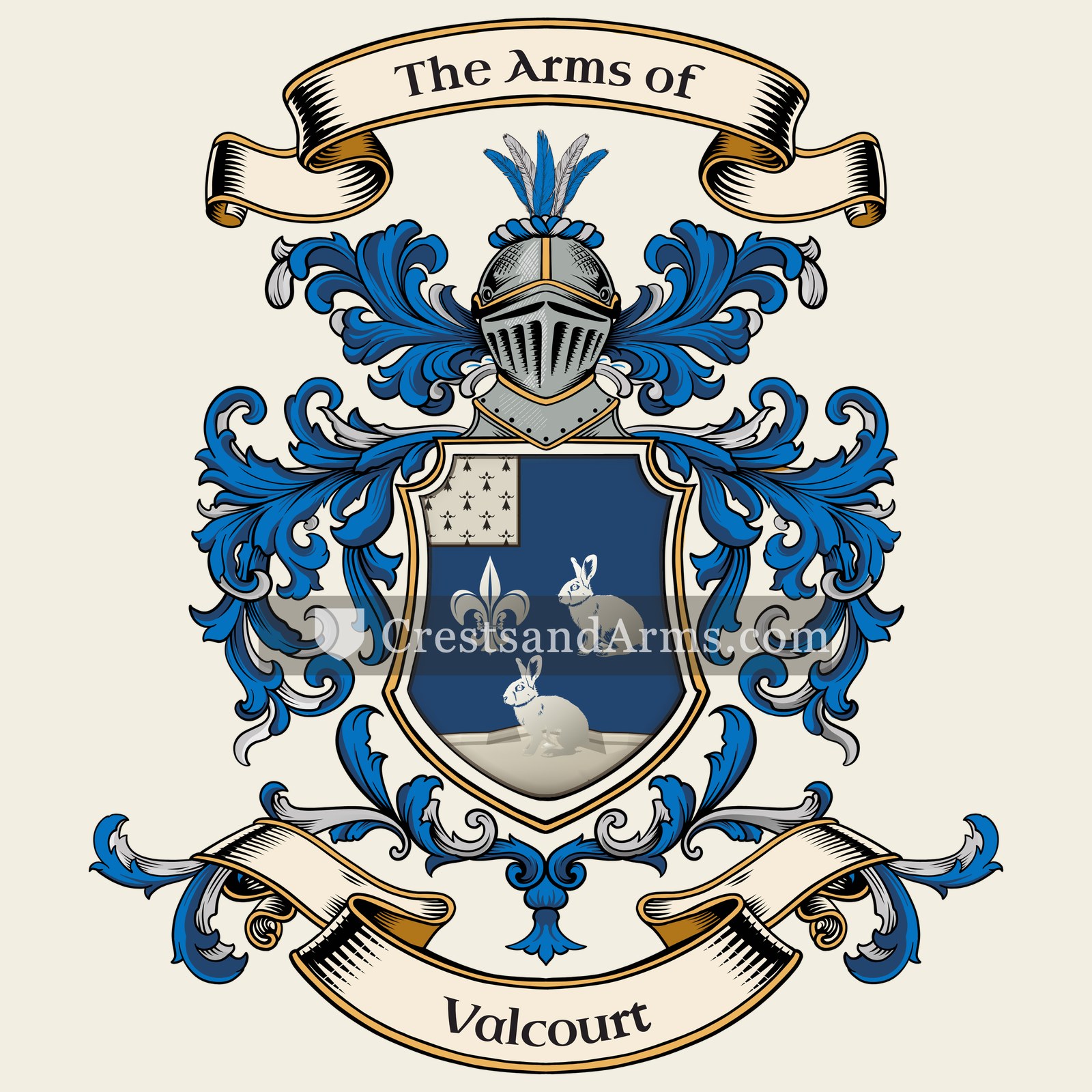 The Valcourt coat of arms, drawn from the recorded blazon
