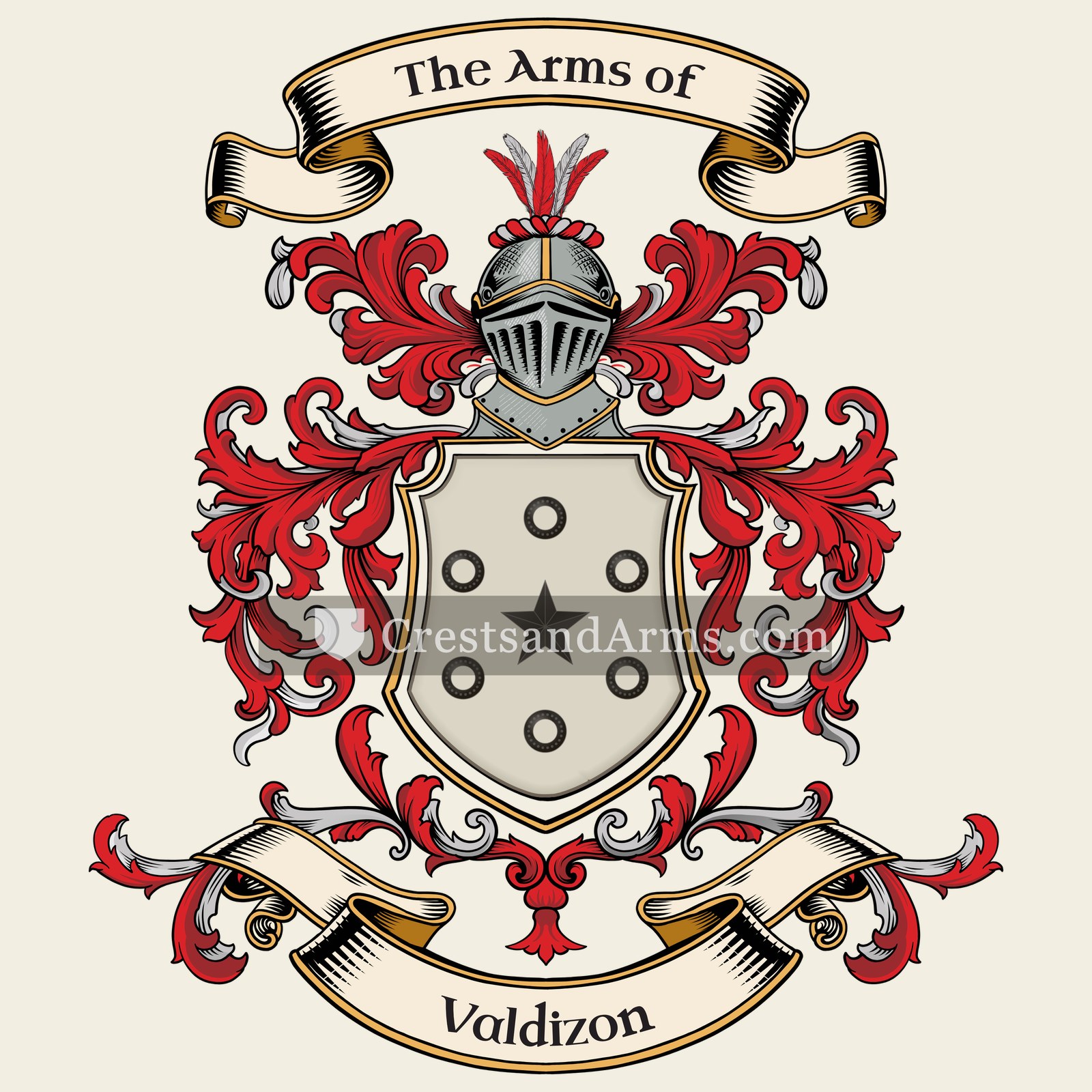 The Valdizon coat of arms, drawn from the recorded blazon