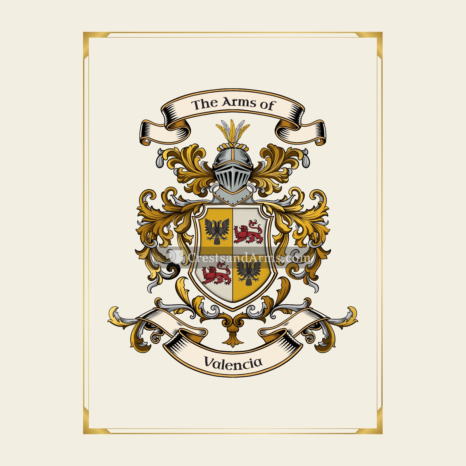 With gold border