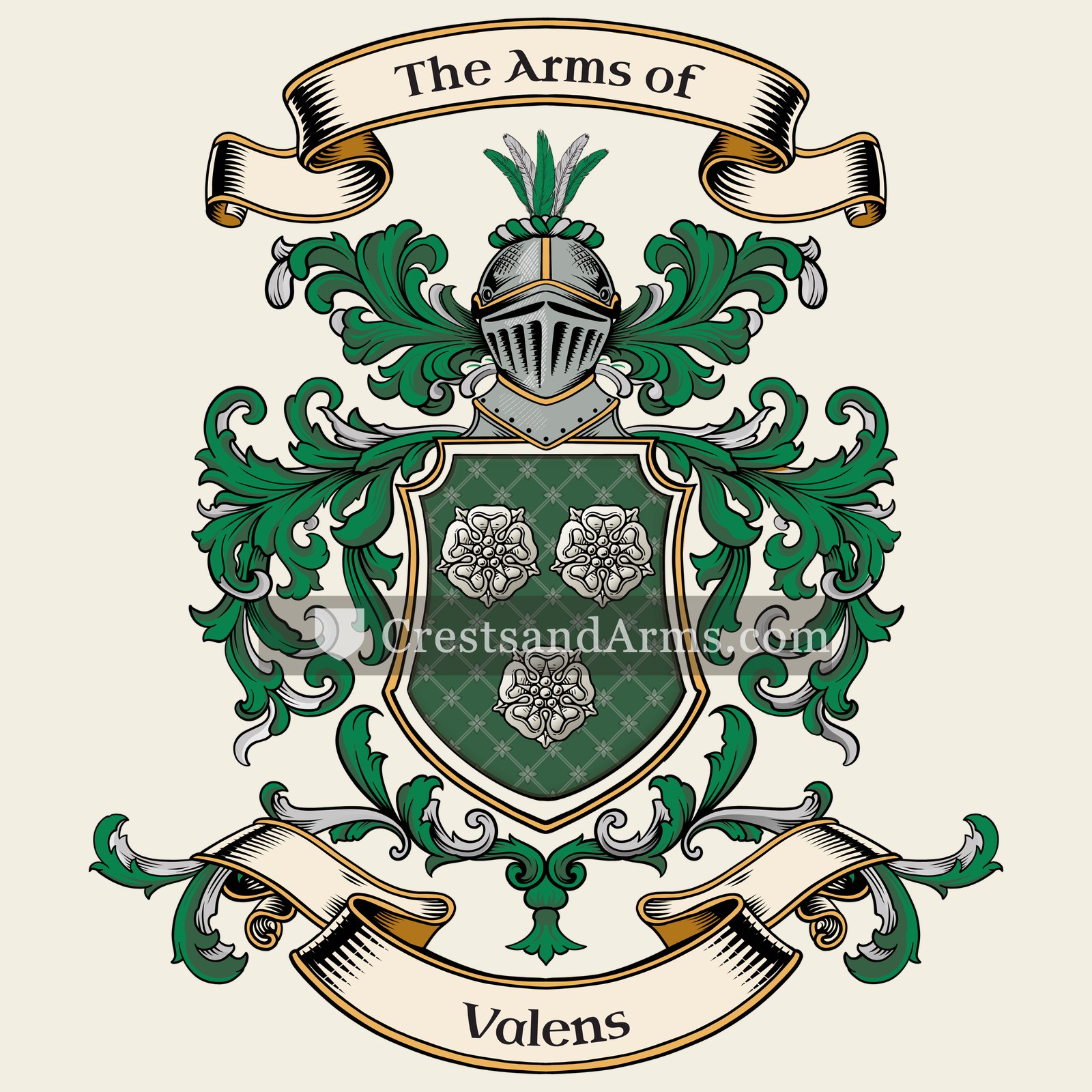 The Valens coat of arms, drawn from the recorded blazon
