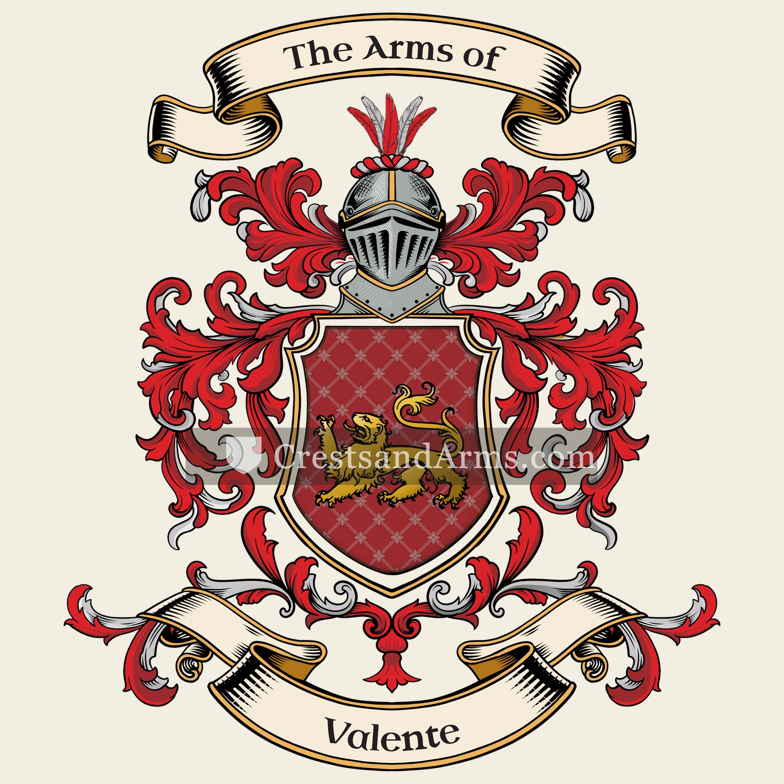 The Valente coat of arms, drawn from the recorded blazon