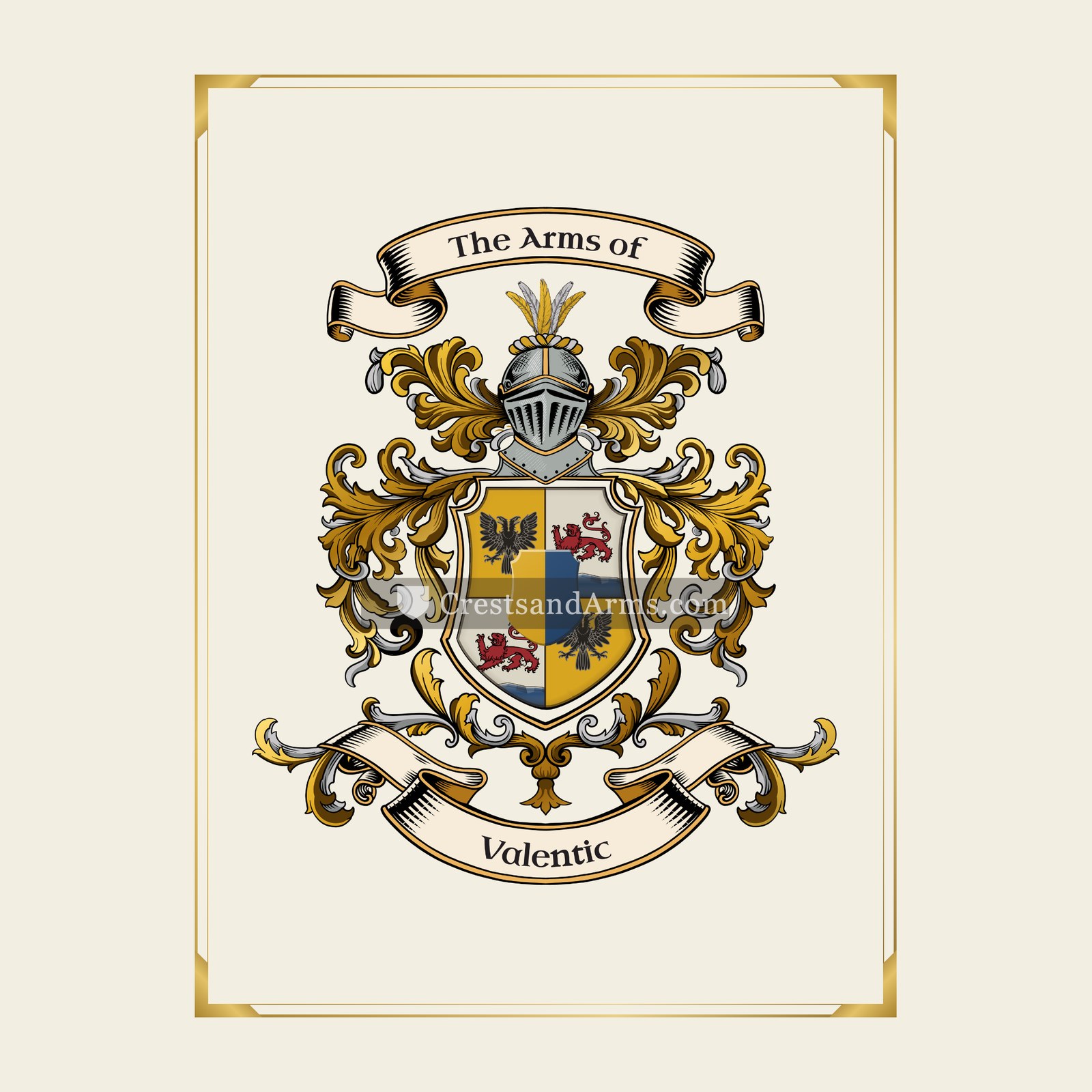 With gold border
