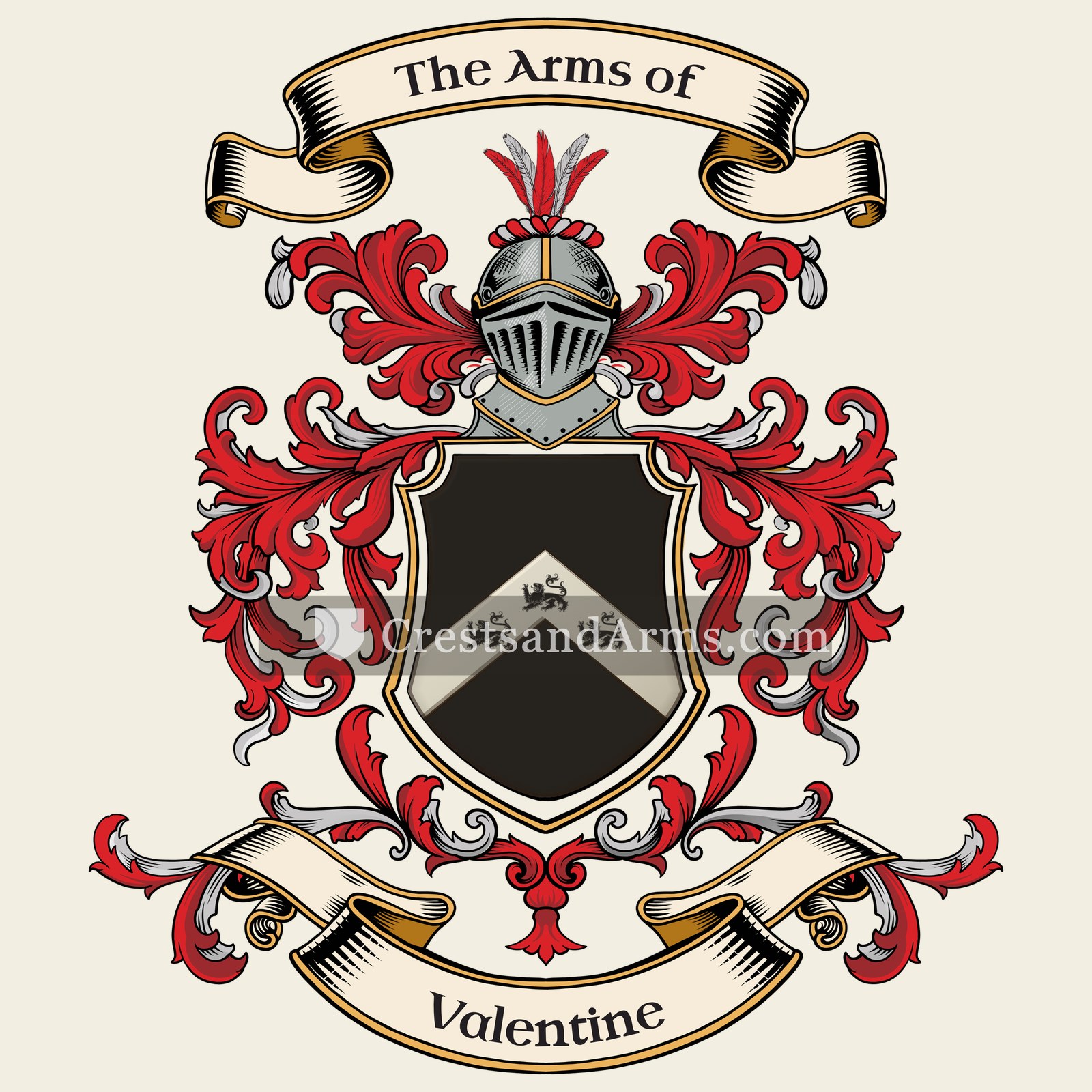 The Valentine coat of arms, drawn from the recorded blazon