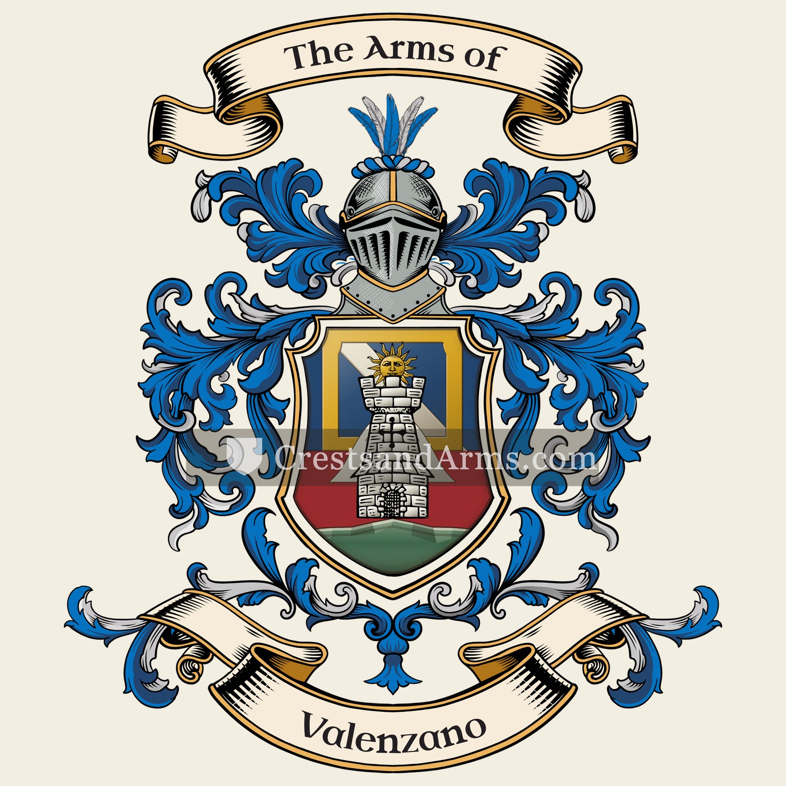 The Valenzano coat of arms, drawn from the recorded blazon