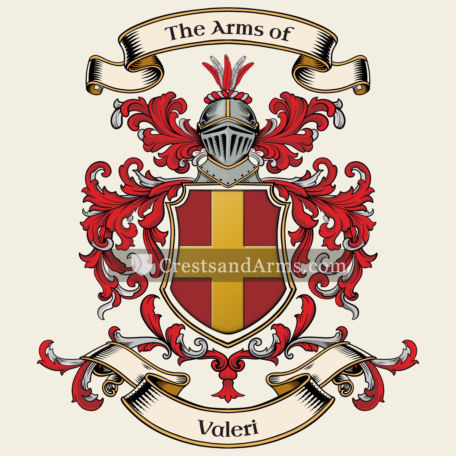 The Valeri coat of arms, drawn from the recorded blazon
