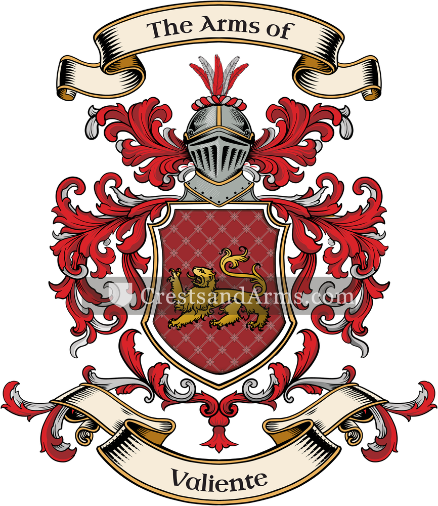 The Valiente coat of arms, drawn from the recorded blazon