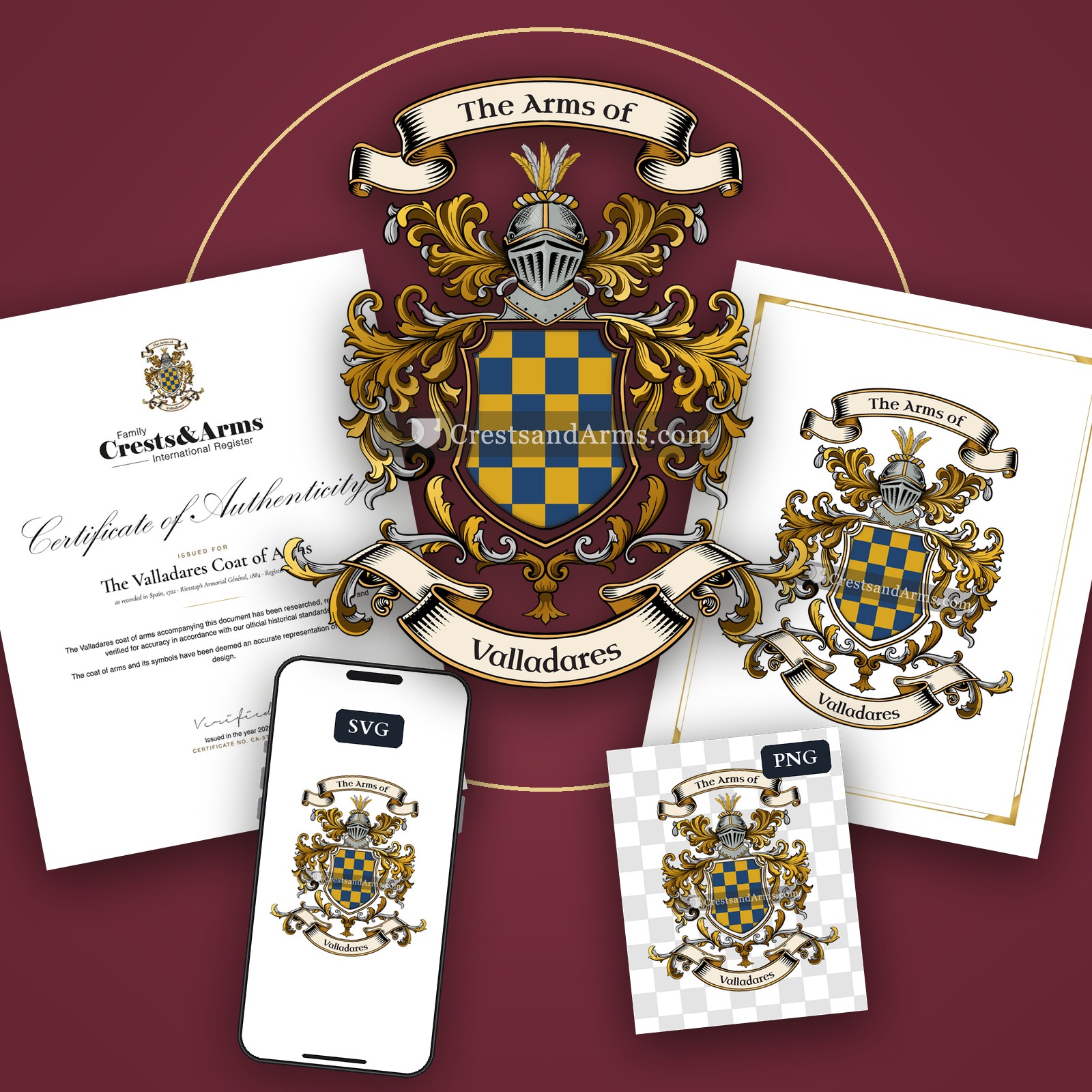 The Valladares arms on the coat of arms — digital pack