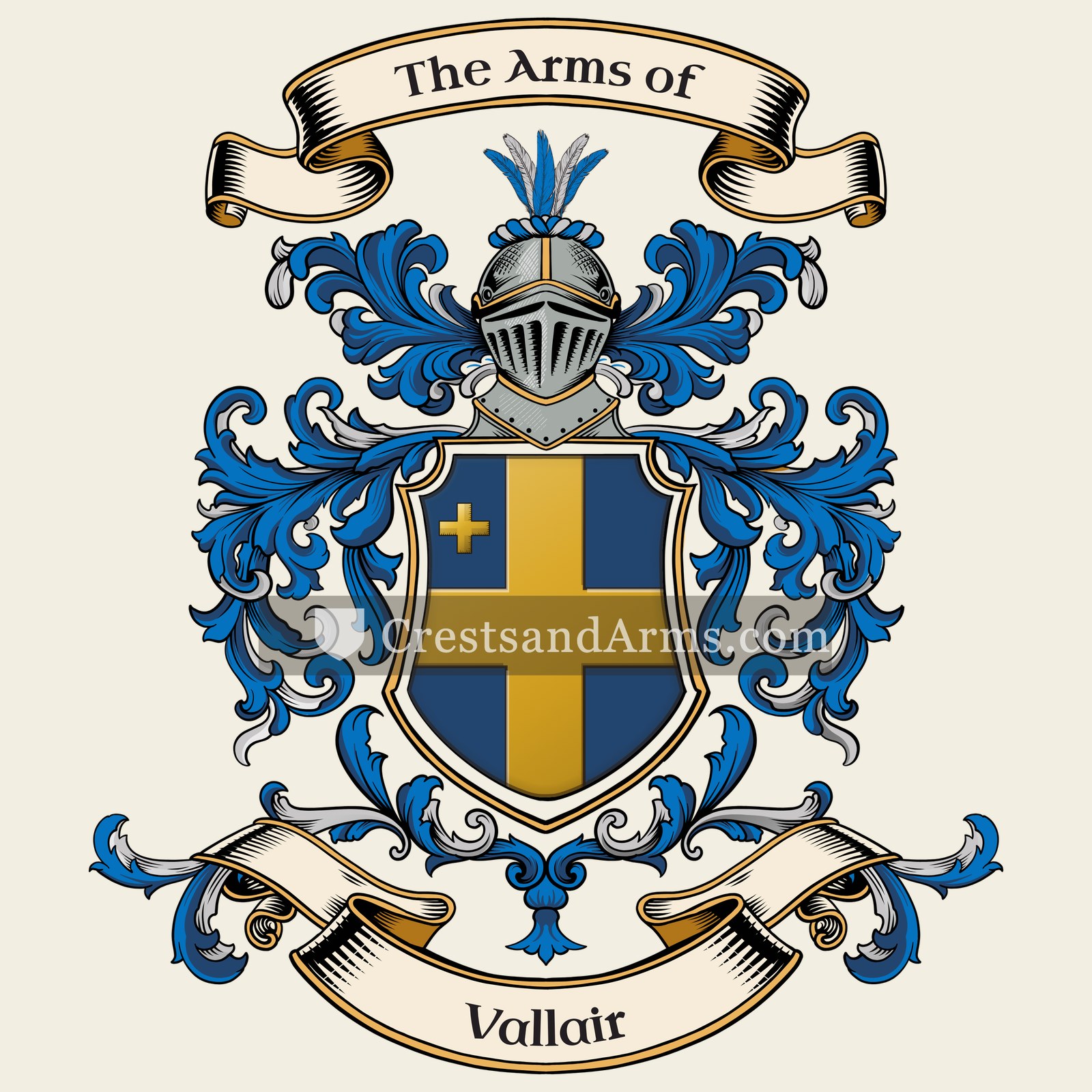 The Vallair coat of arms, drawn from the recorded blazon