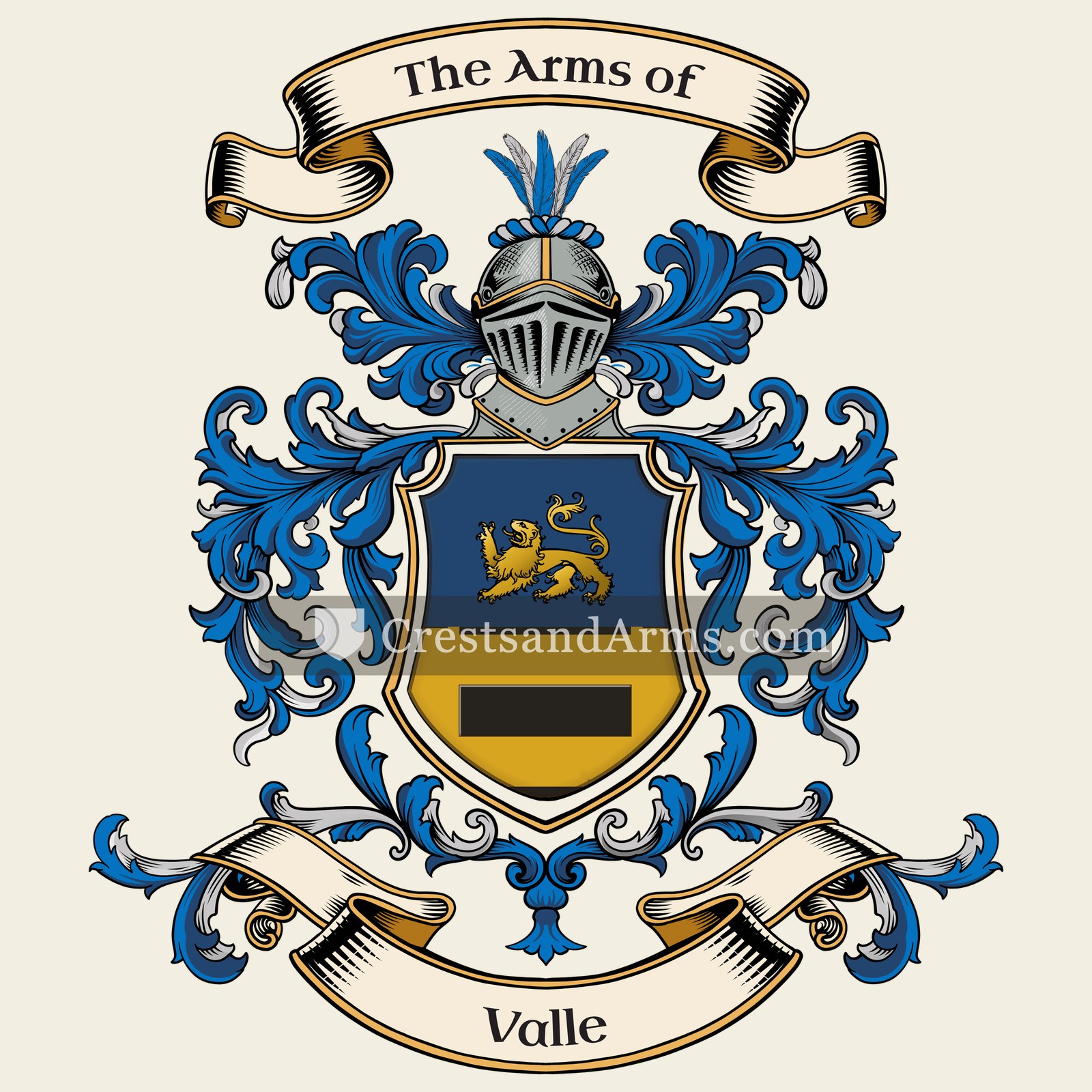 The Valle coat of arms, drawn from the recorded blazon
