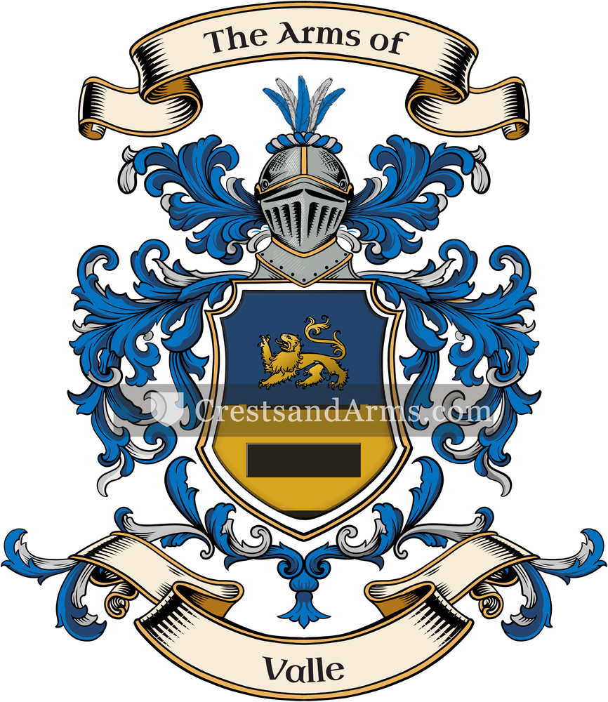 The Valle coat of arms, drawn from the recorded blazon