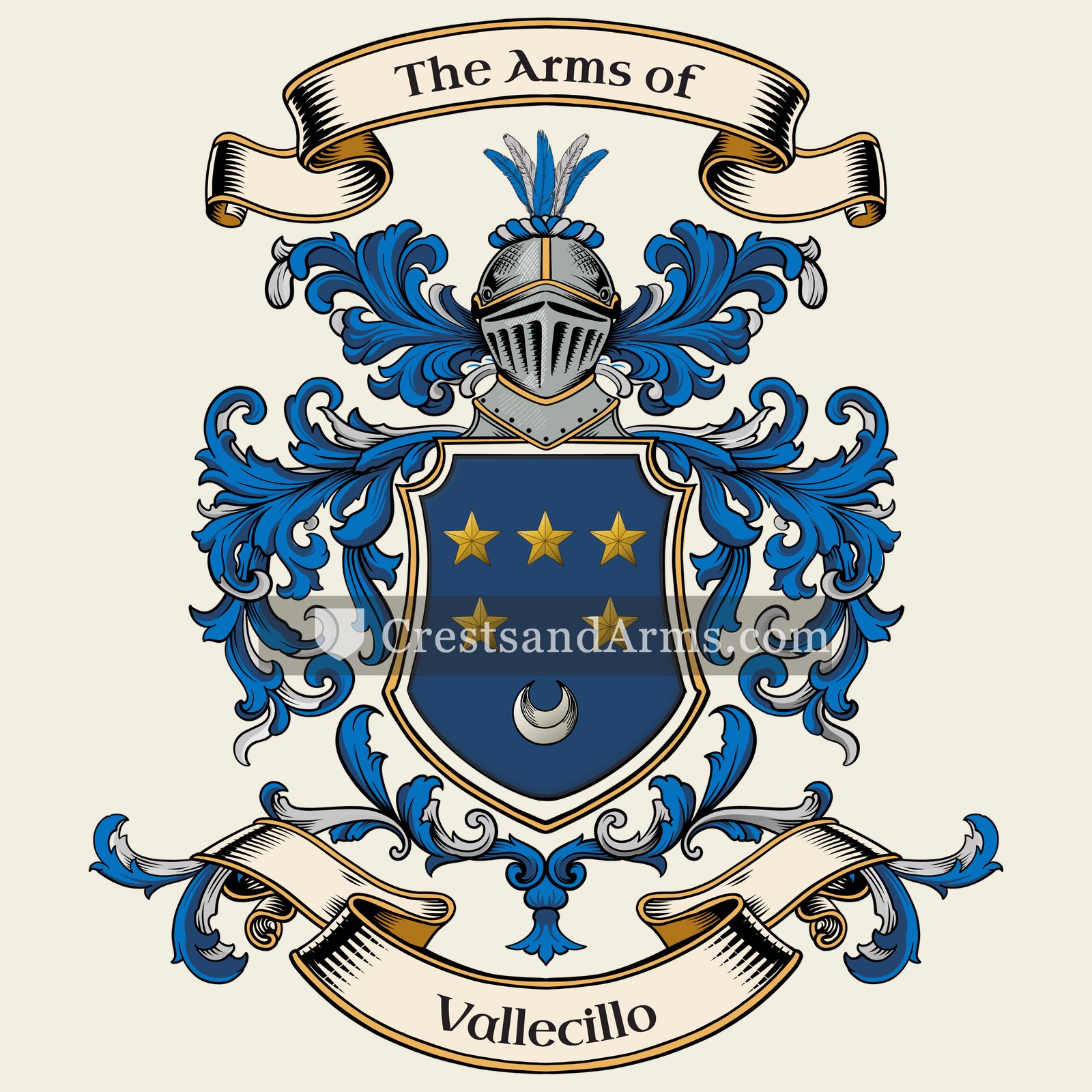 The Vallecillo coat of arms, drawn from the recorded blazon