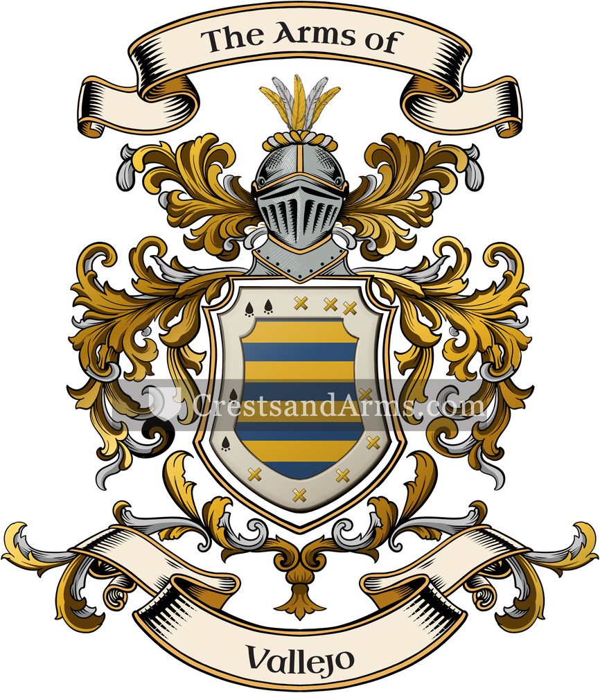 The Vallejo coat of arms, drawn from the recorded blazon