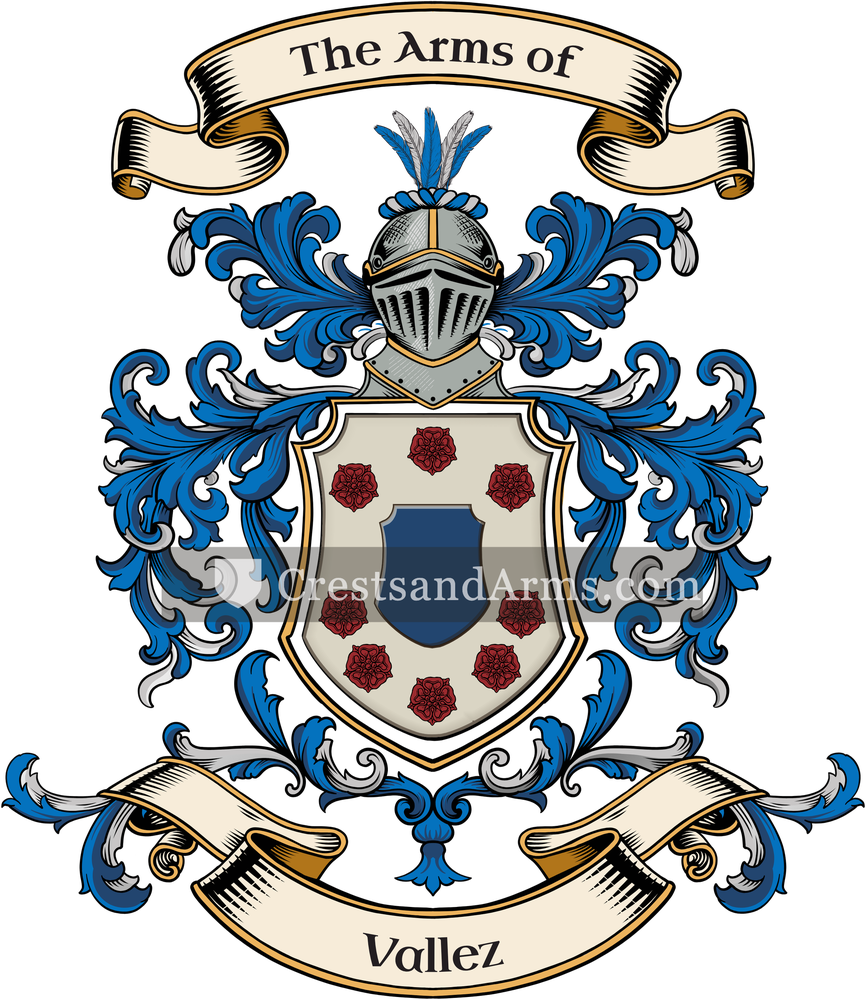 The Vallez coat of arms, drawn from the recorded blazon