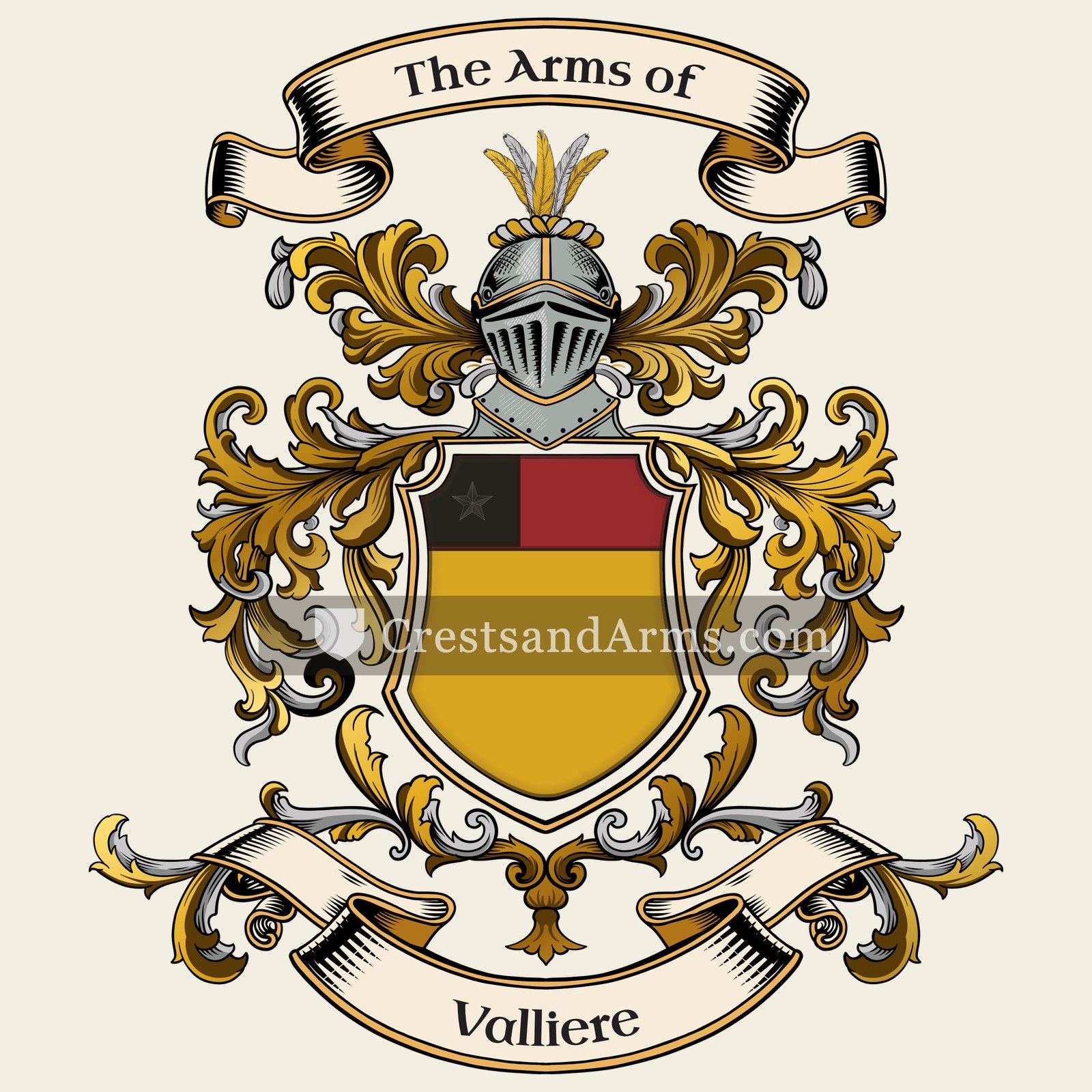 The Valliere coat of arms, drawn from the recorded blazon