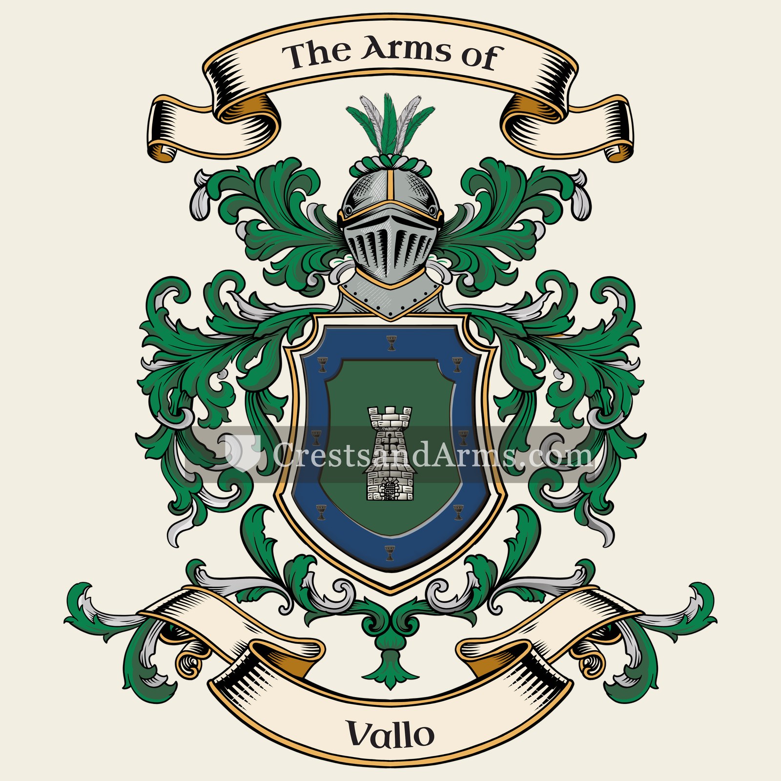 The Vallo coat of arms, drawn from the recorded blazon
