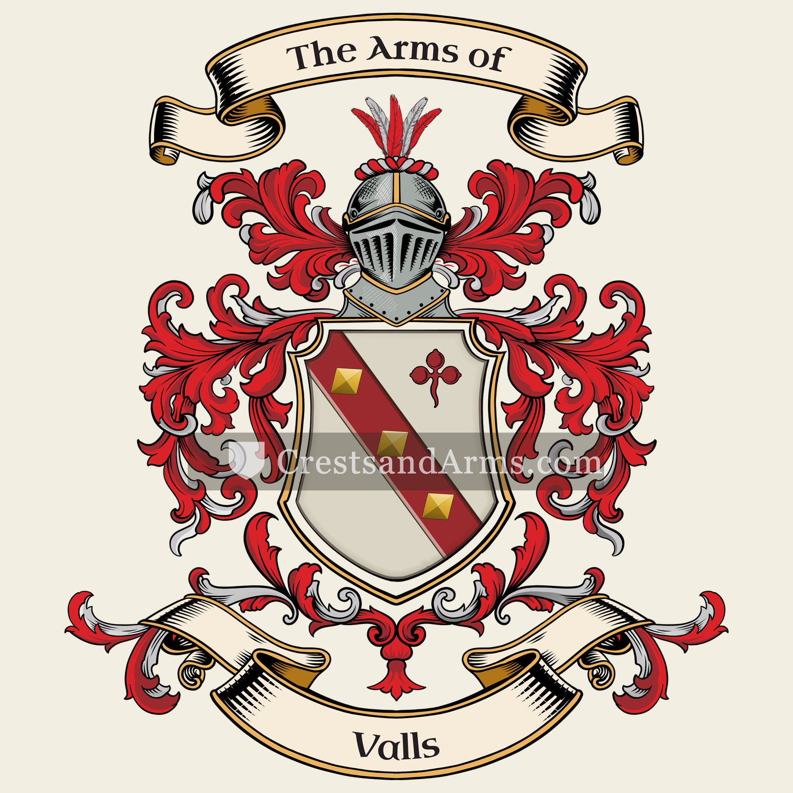 The Valls coat of arms, drawn from the recorded blazon