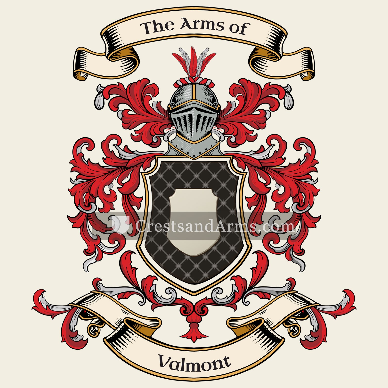 The Valmont coat of arms, drawn from the recorded blazon