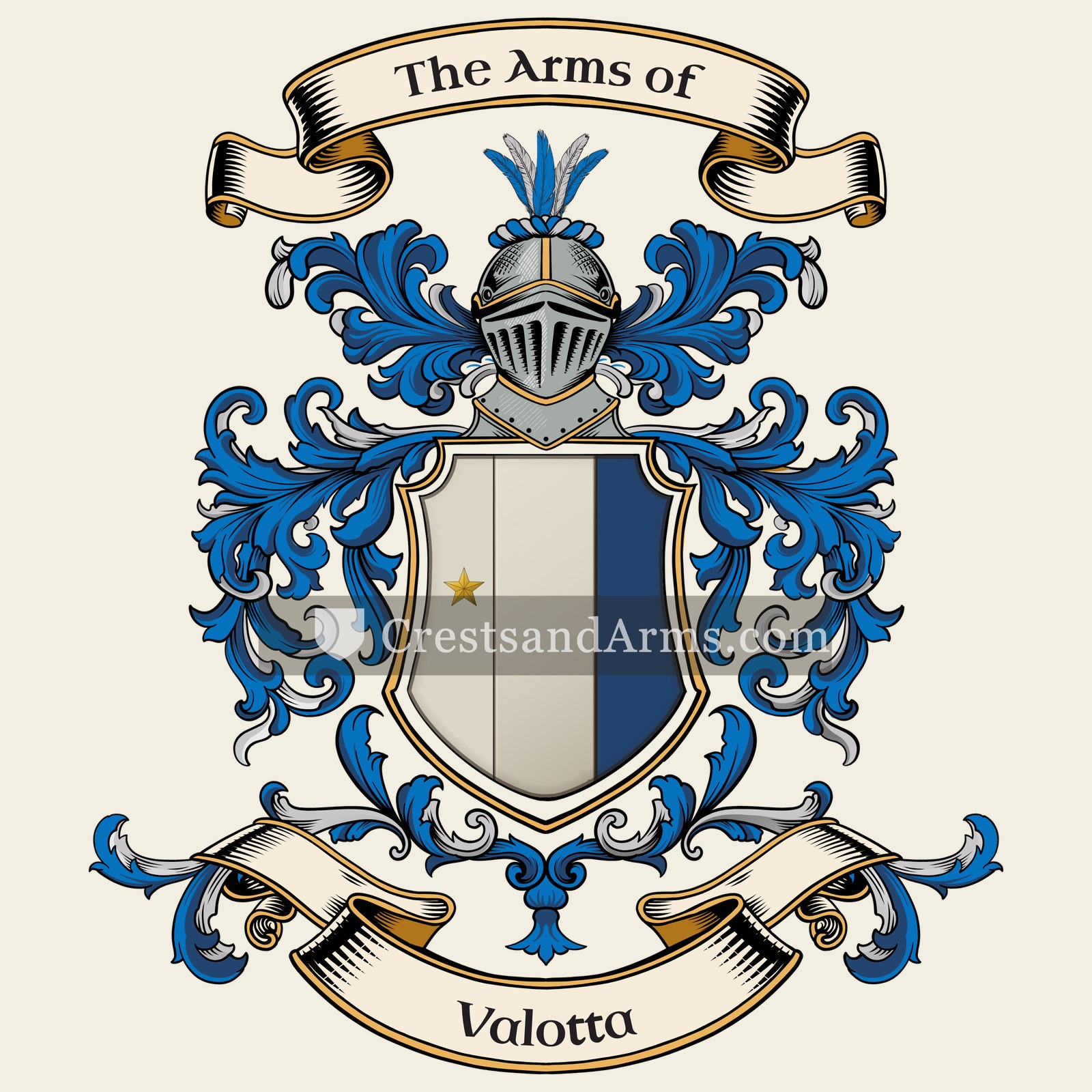The Valotta coat of arms, drawn from the recorded blazon