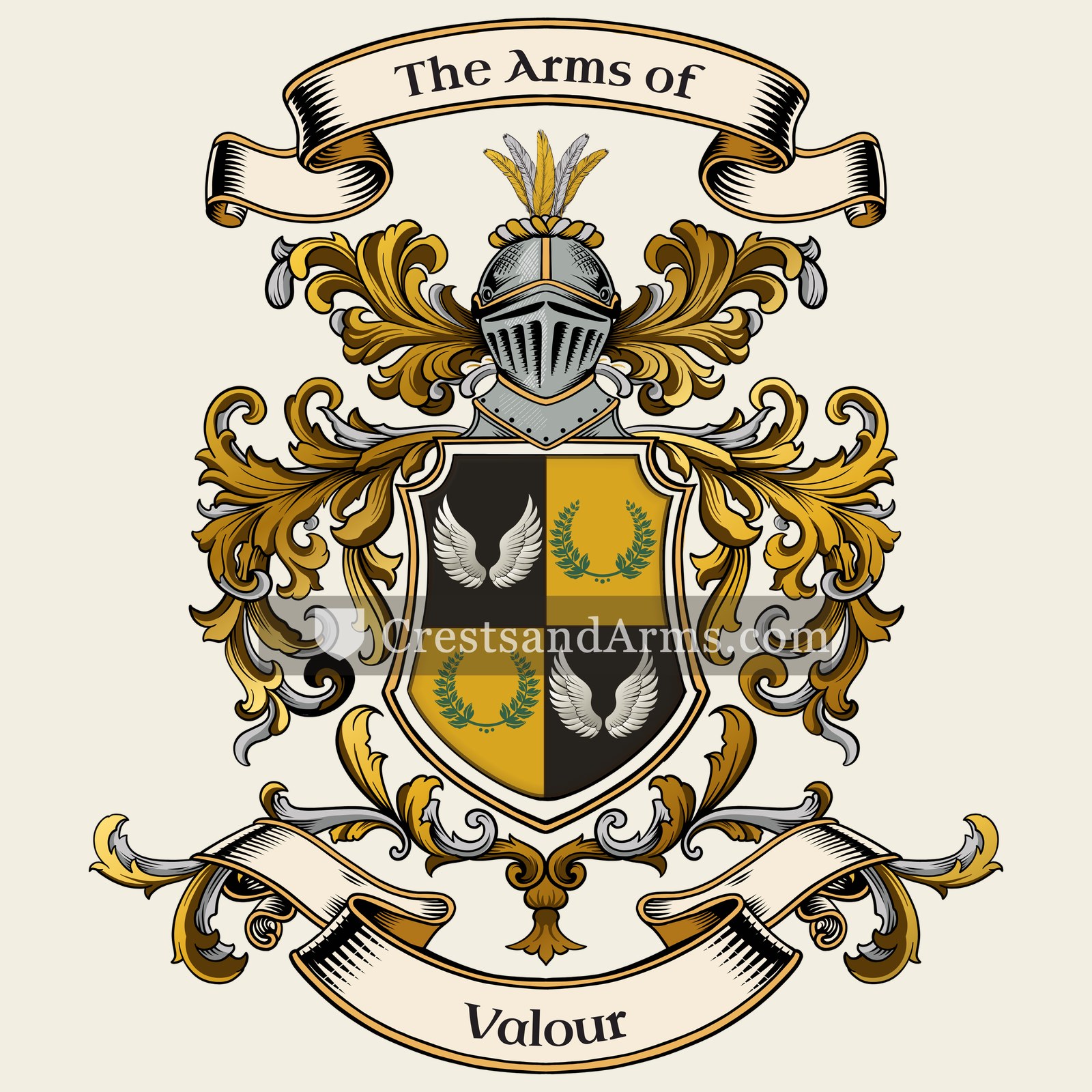 The Valour coat of arms, drawn from the recorded blazon