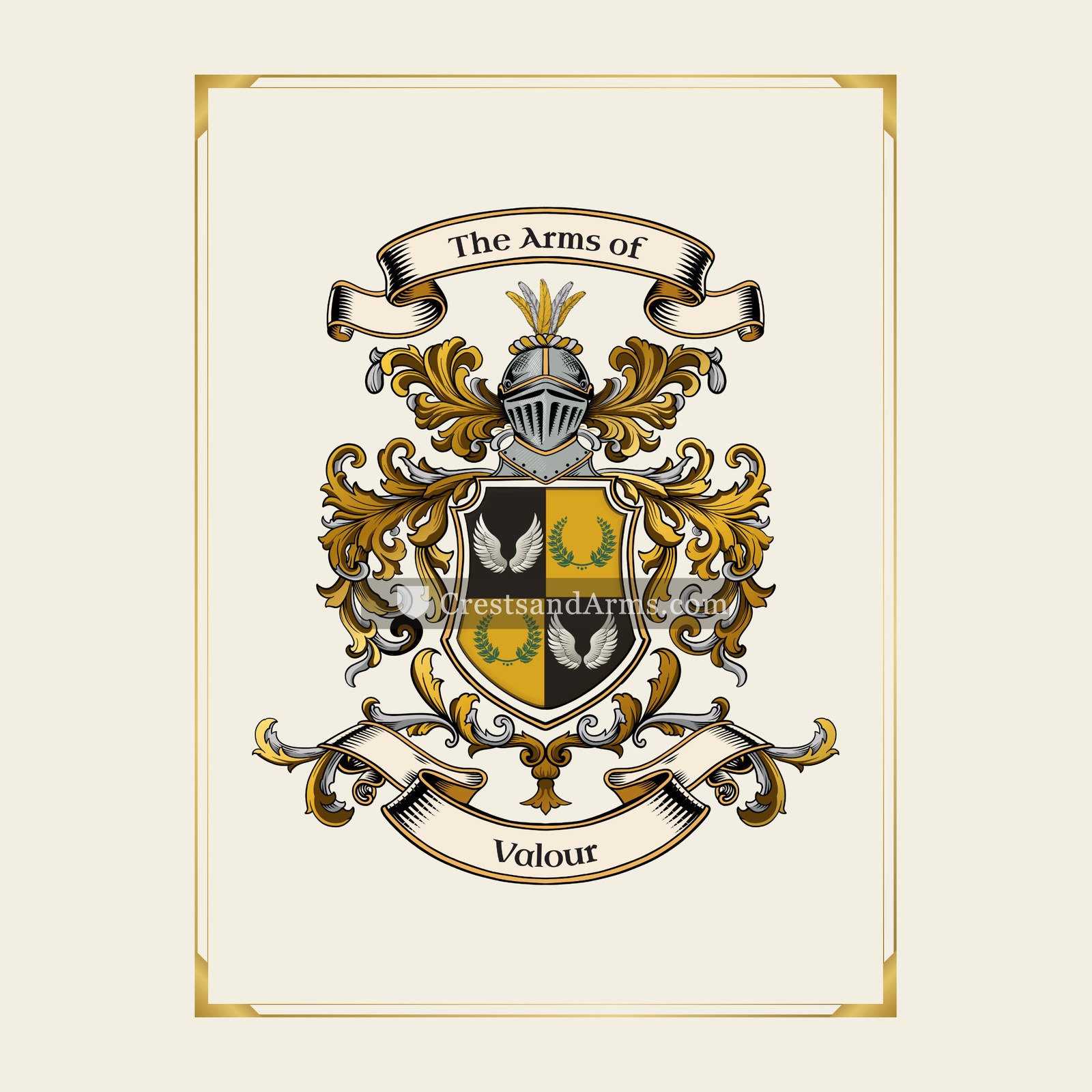 With gold border