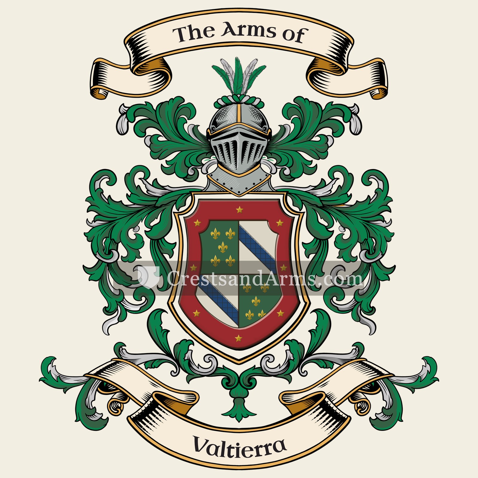 The Valtierra coat of arms, drawn from the recorded blazon