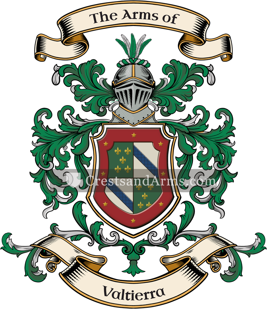 The Valtierra coat of arms, drawn from the recorded blazon