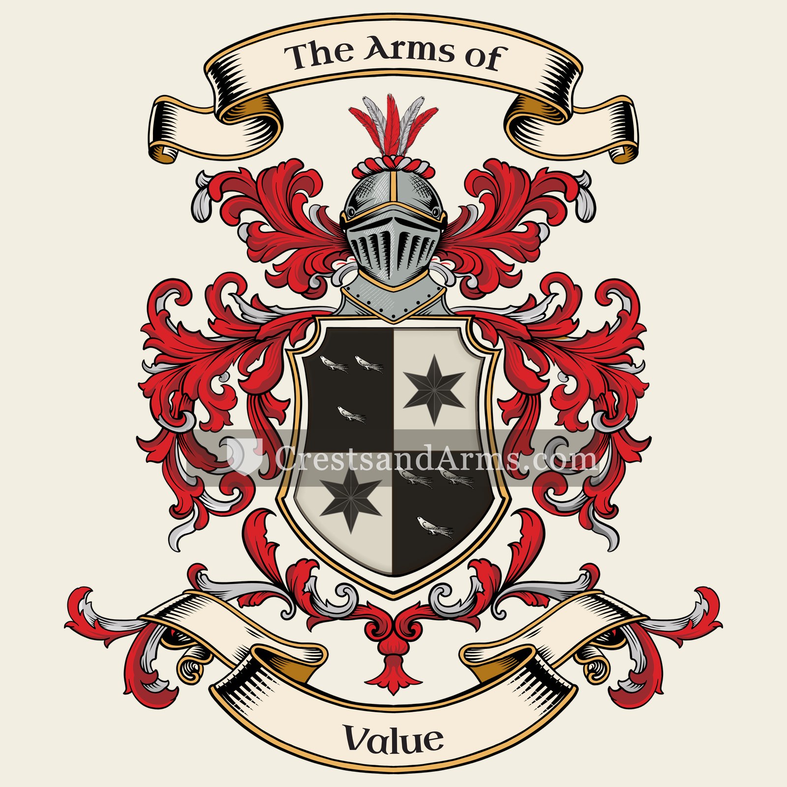 The Value coat of arms, drawn from the recorded blazon