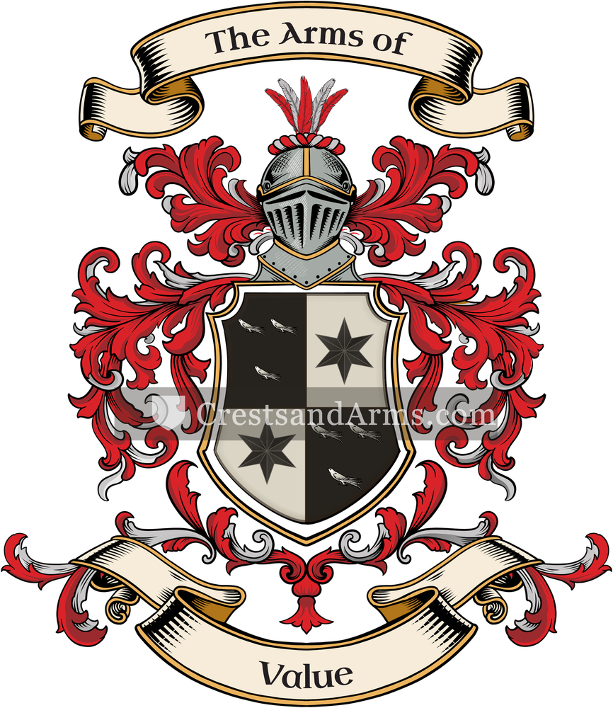 The Value coat of arms, drawn from the recorded blazon