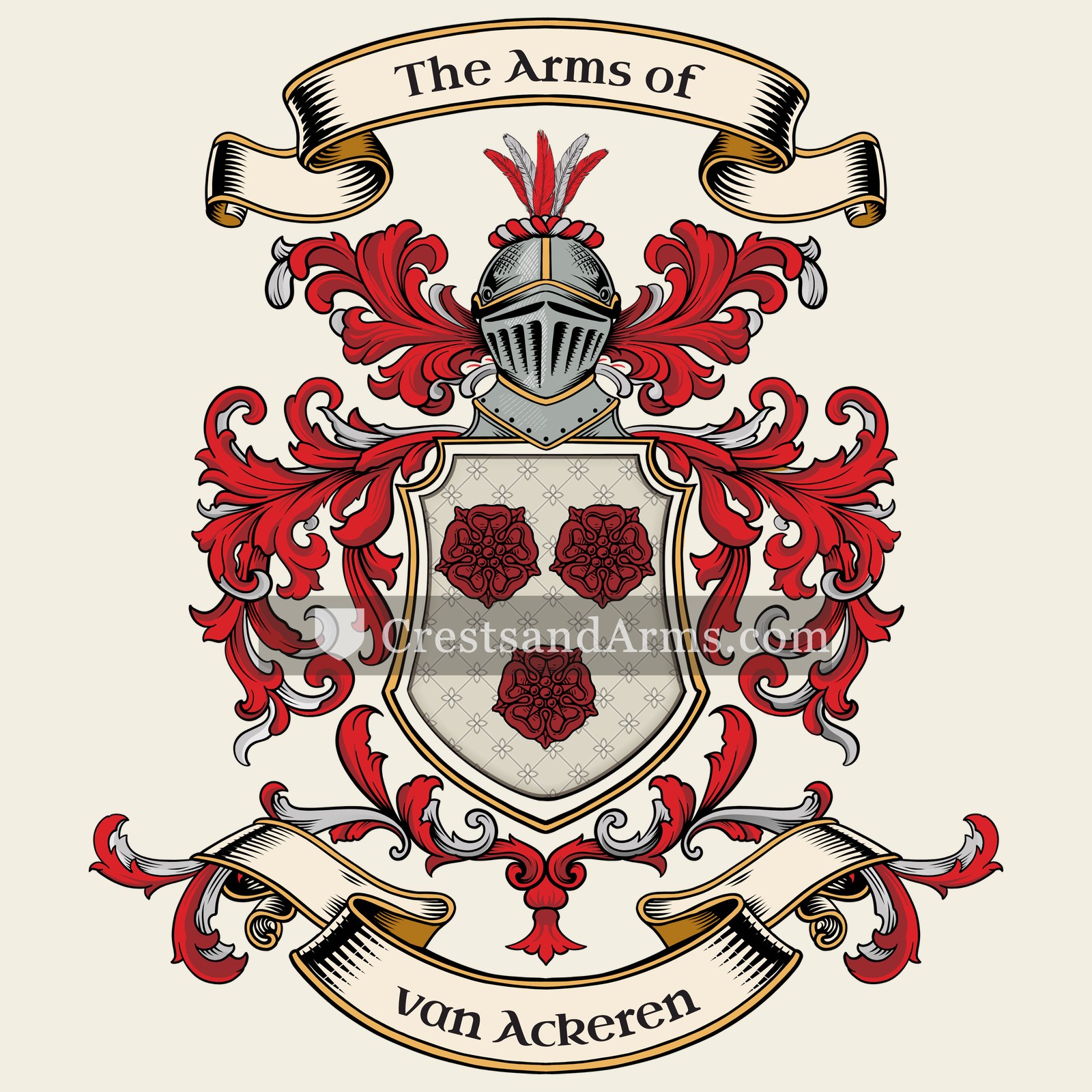 The van Ackeren coat of arms, drawn from the recorded blazon
