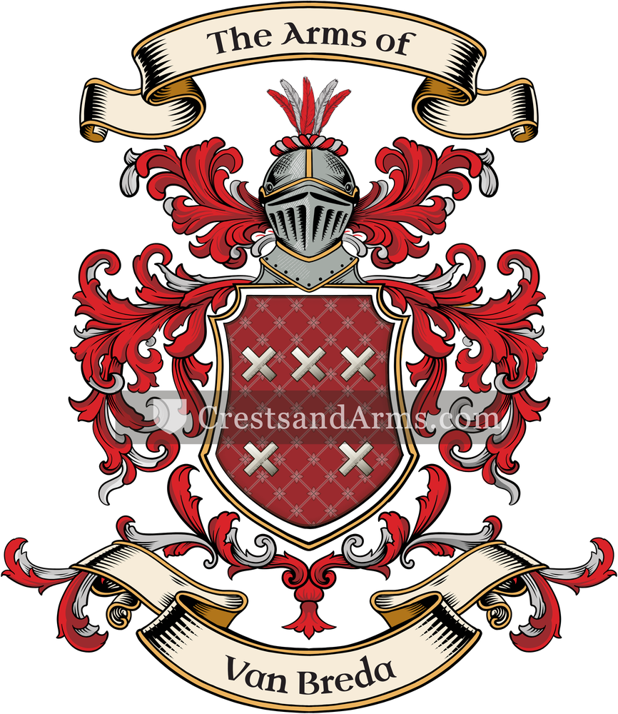 The Van Breda coat of arms, drawn from the recorded blazon